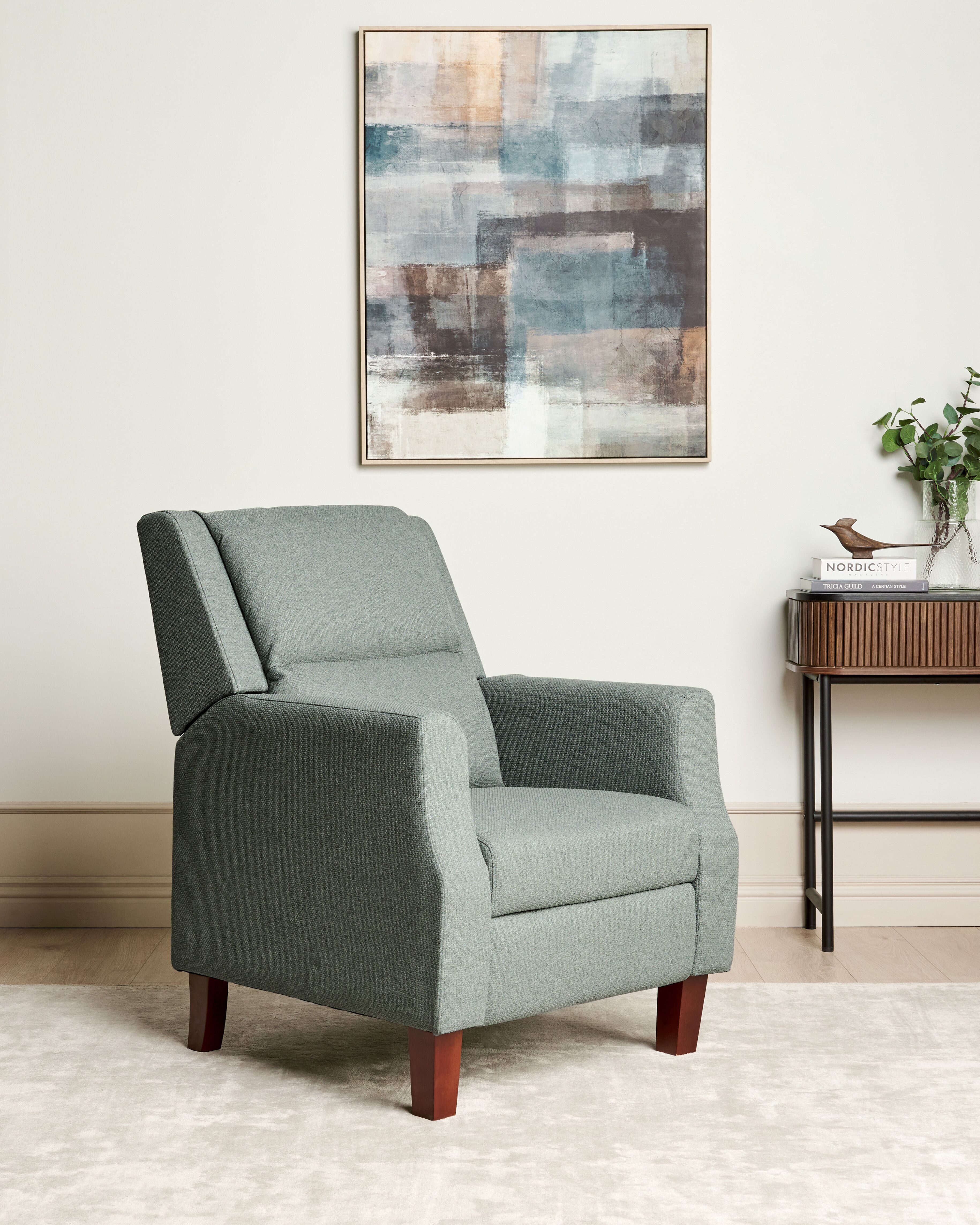 Recliner Chair EGERSUND with Footrest Fabric Light Green