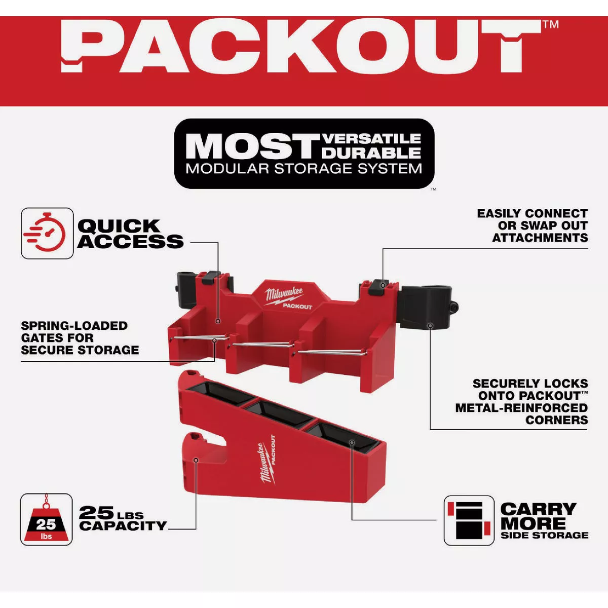 Milwaukee PACKOUT Tool Box Long Tool Holder Attachment