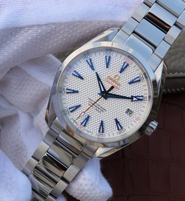 Replica Omega Seamaster 150M Ryder Cup White Textured Dial SS Bracelet A8500 - Elite Watch Atelier