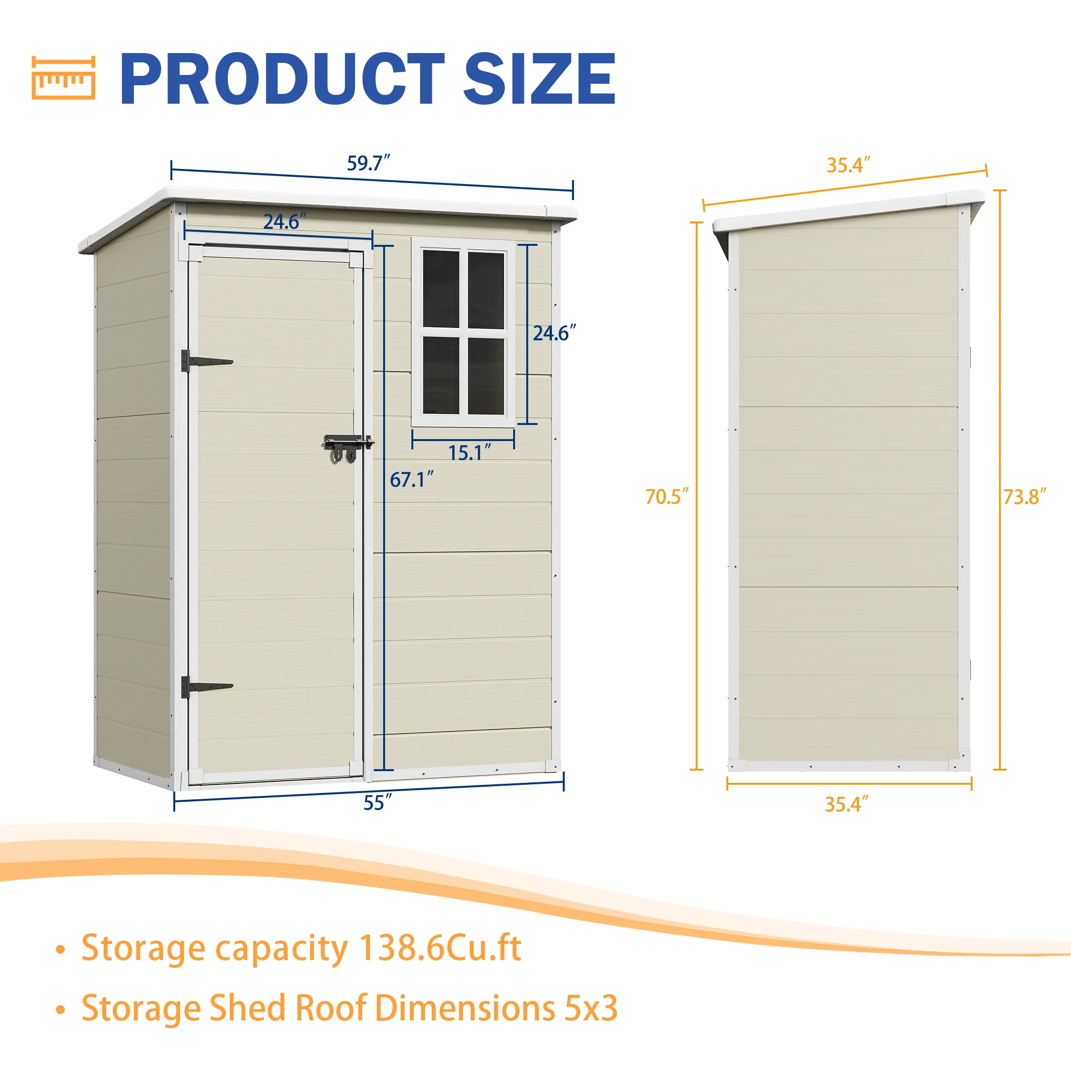 UDPATIO Outdoor Storage Shed 5x3 FT, Resin Garden Shed for Backyard, Patio, Lawn, Grey & White - Image 18