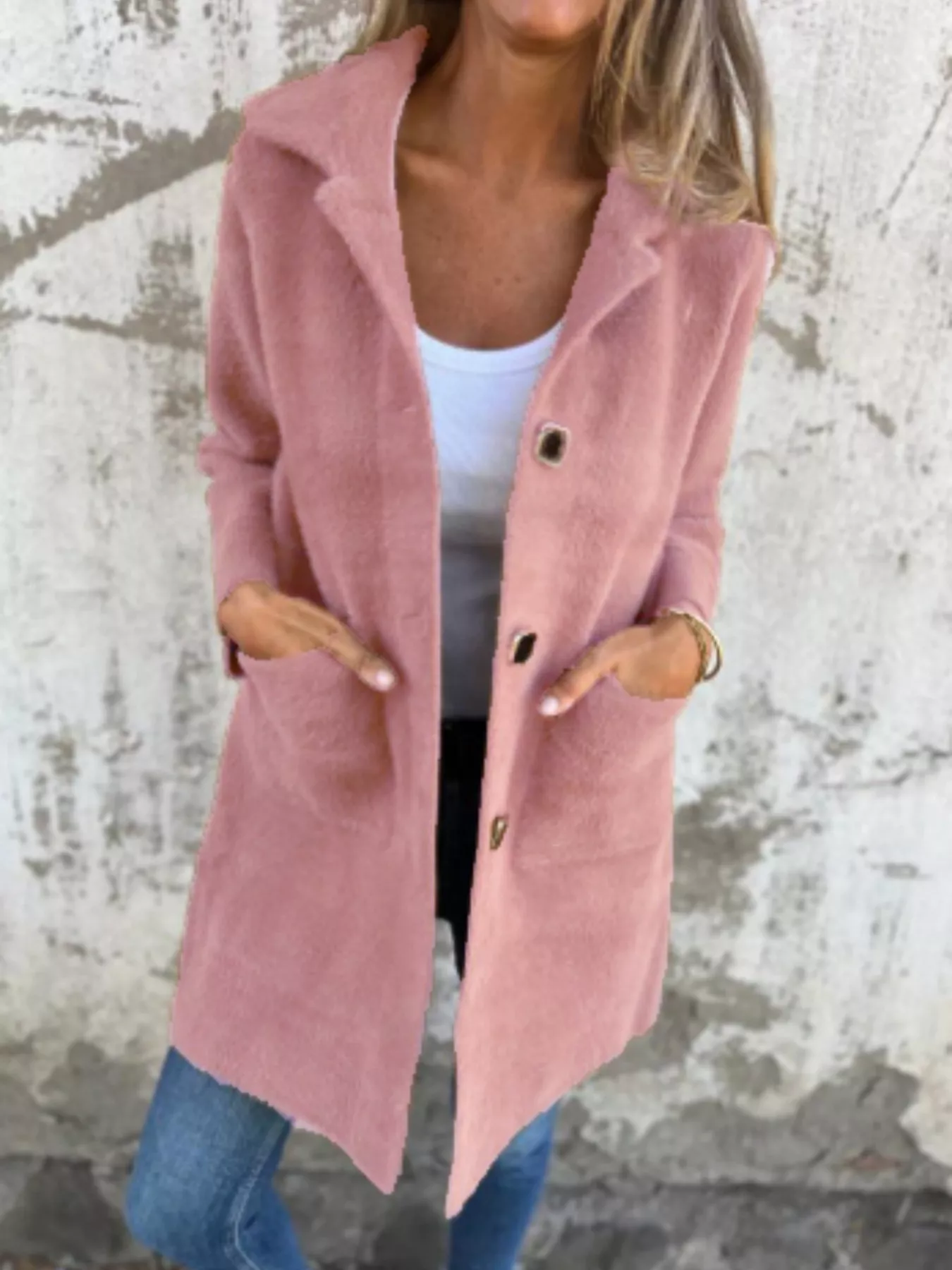 Full Size Button-Down Long Sleeve Longline Coat Plus Size - ZKZOOK