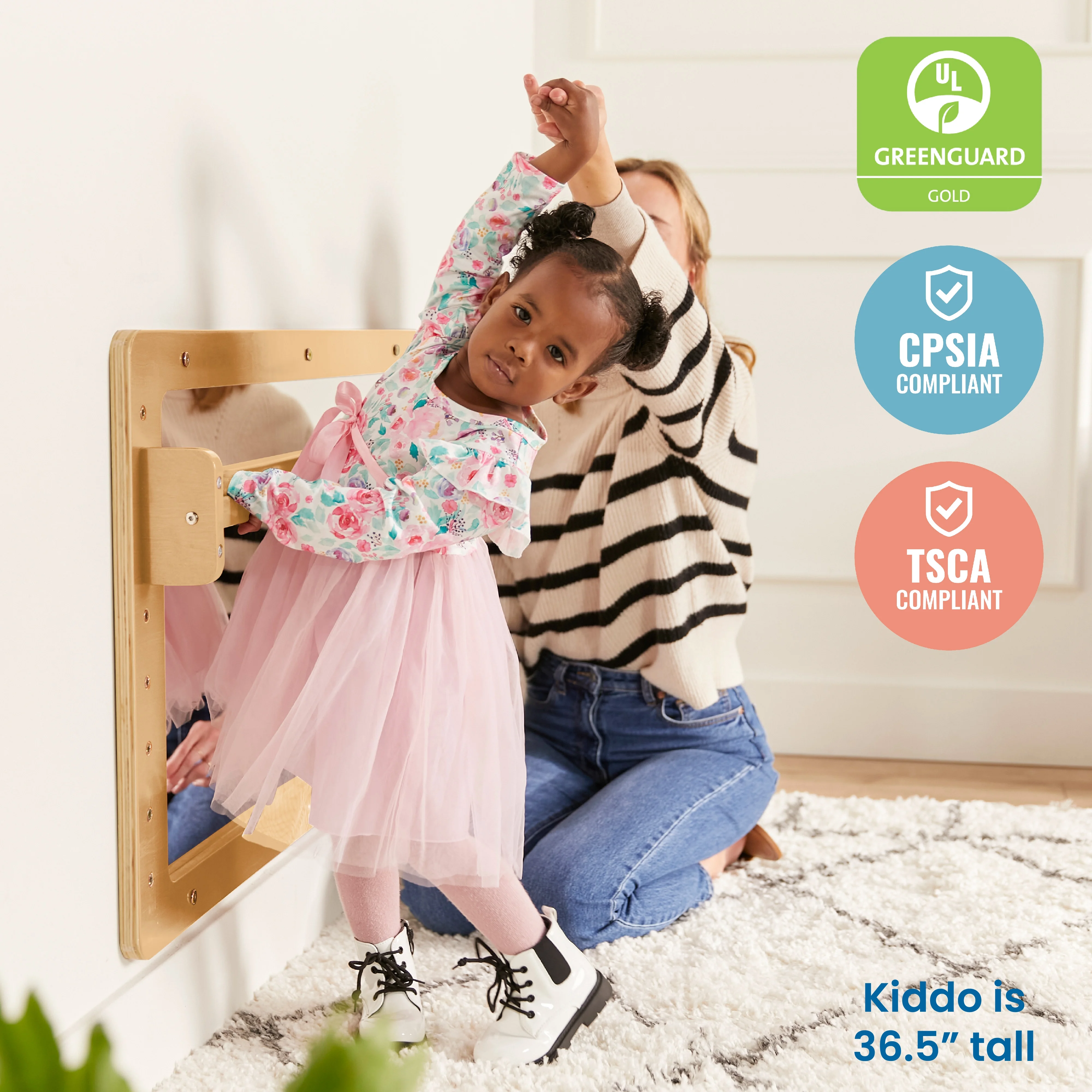 ECR4Kids Wall-Mounted Coordination Mirror, Natural - Image 9