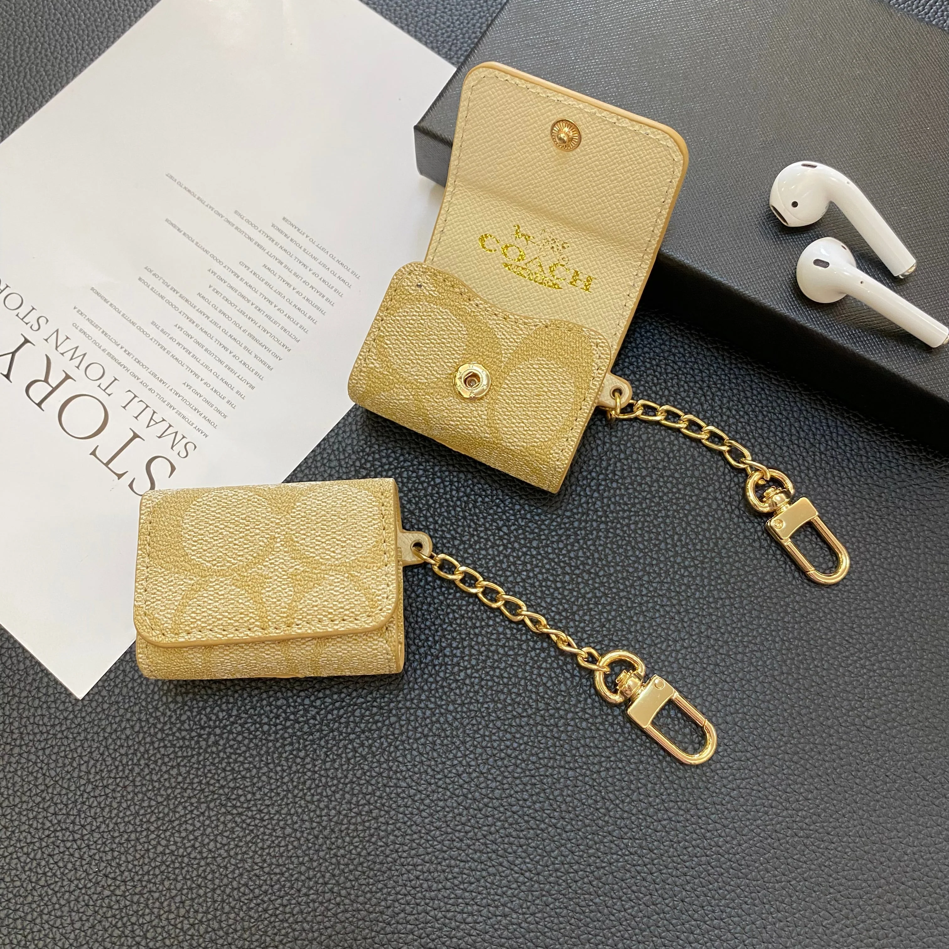 Luxury Coach AirPods Cases Coffee-YH240425 - Wholesale & Influencer