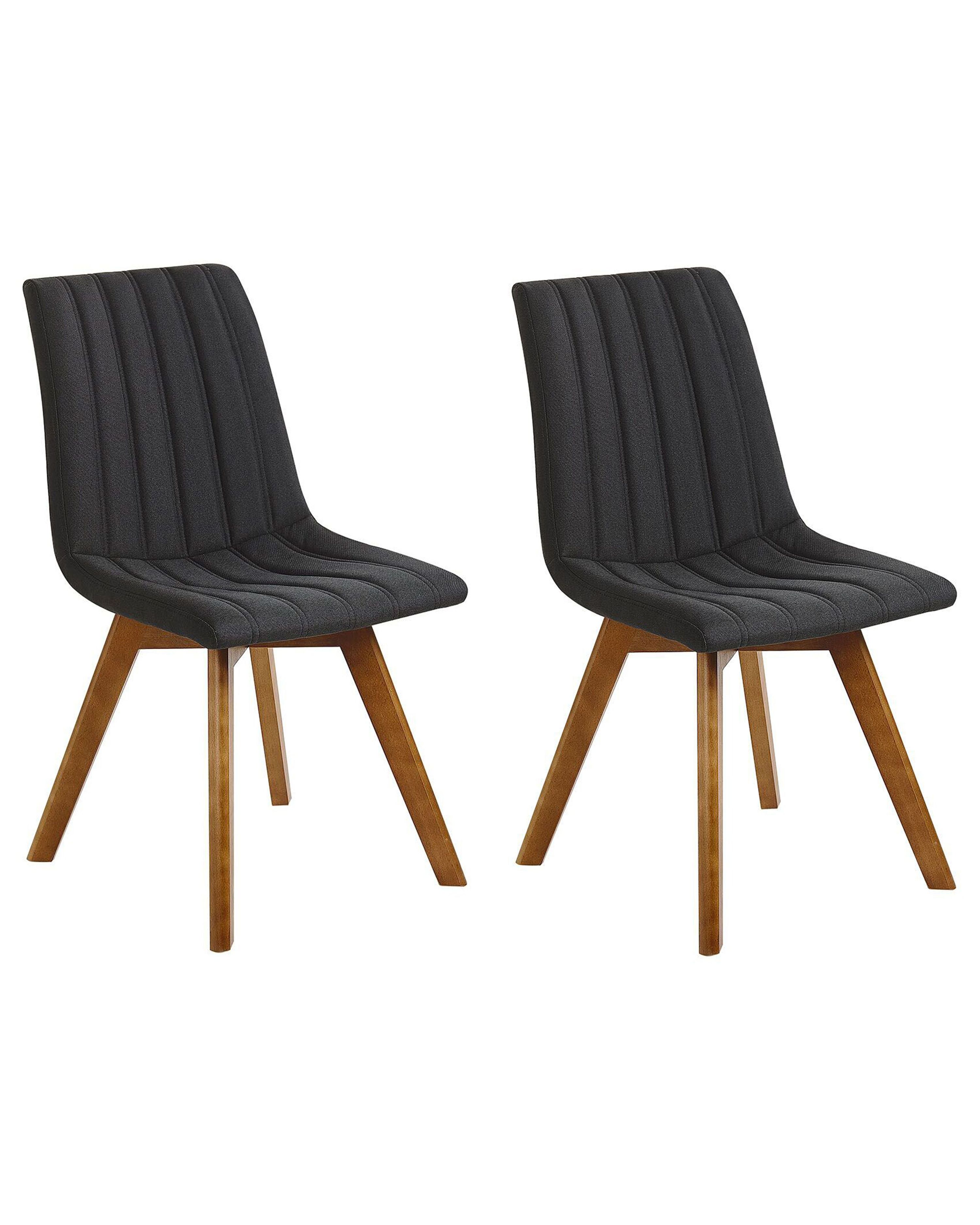 Set of 2 Dining Chairs CALGARY Fabric Black