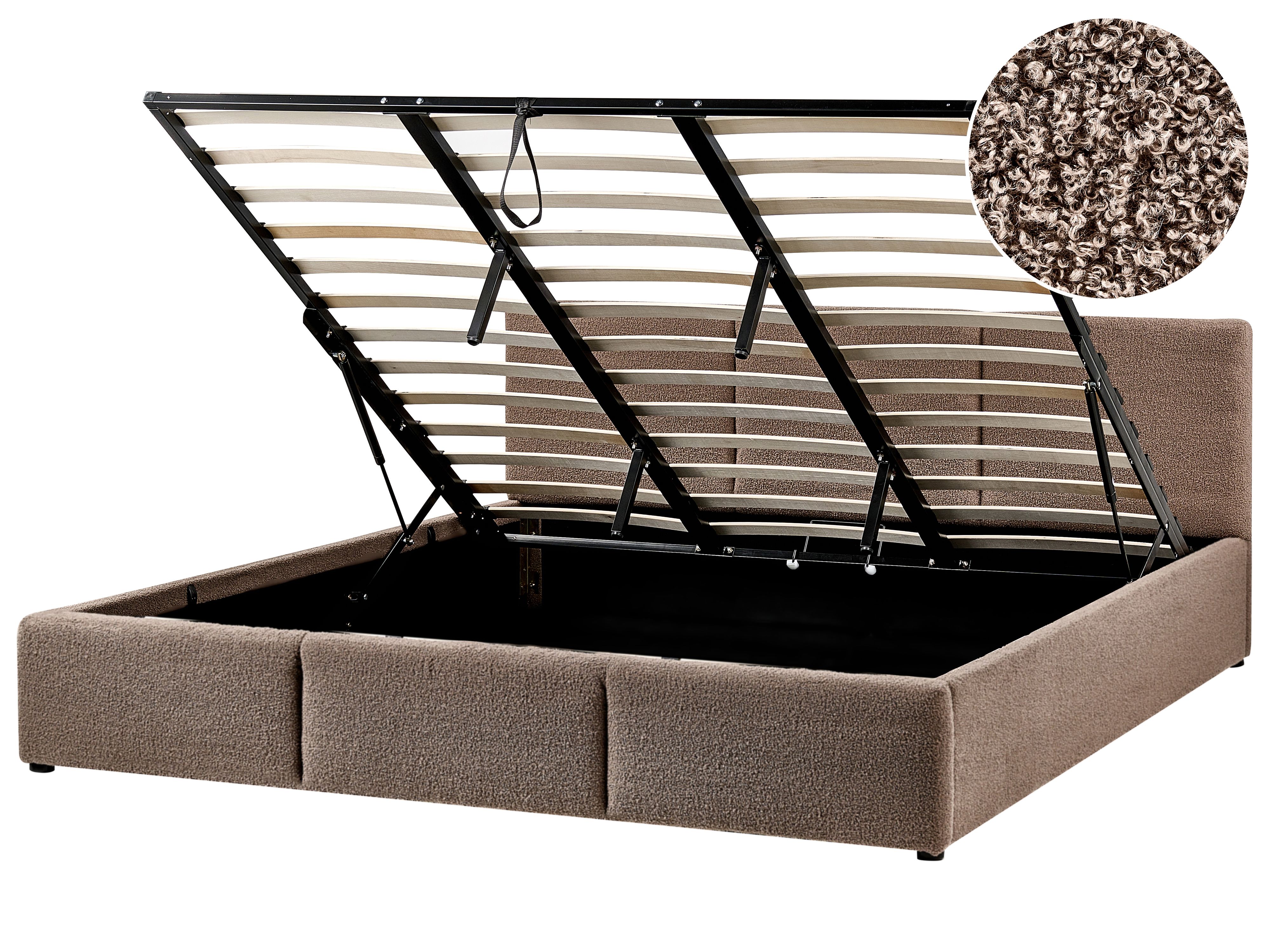 Ottoman Bed Boucle BOUSSE 180 x 200 cm (EU Super King) Taupe