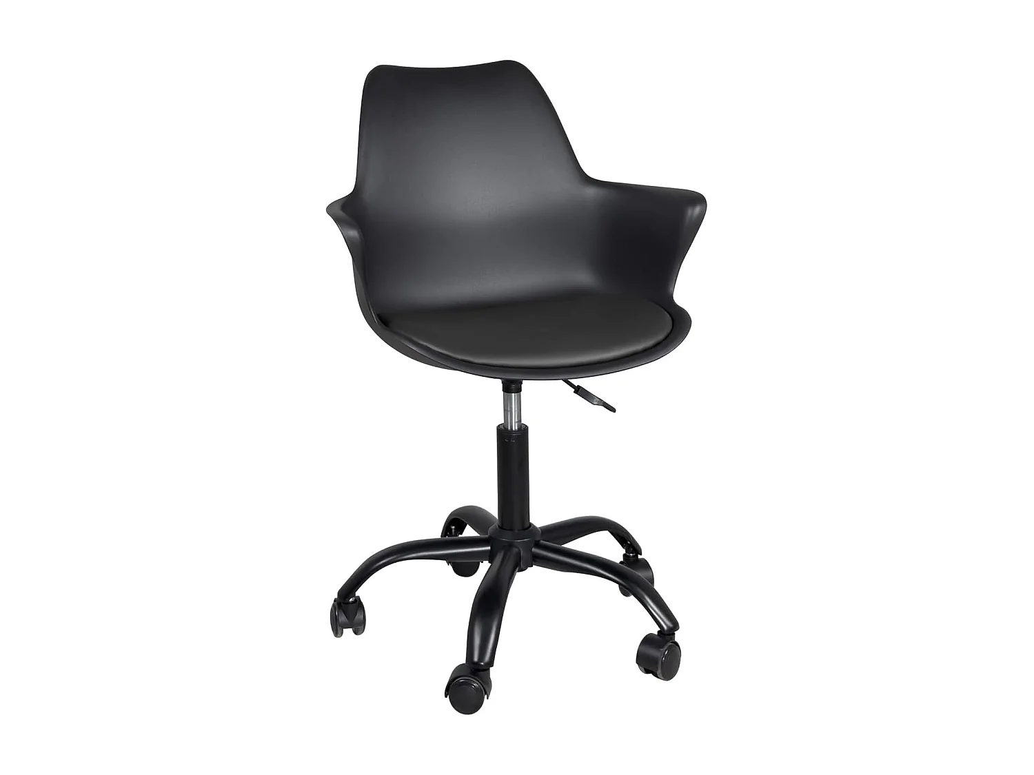 Chaise Bureau design coussin accoudoir hauteur réglable pivotant pied métal roulettes MOTO (Noir)