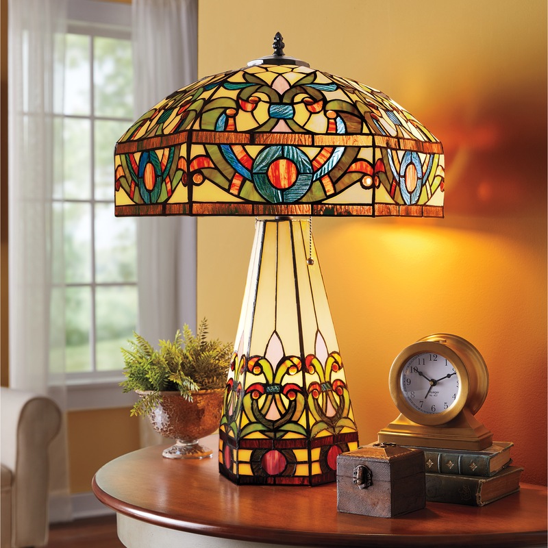 Stained Glass Marquette Table Lamp - MIDNIGHT VELVET CATALOG