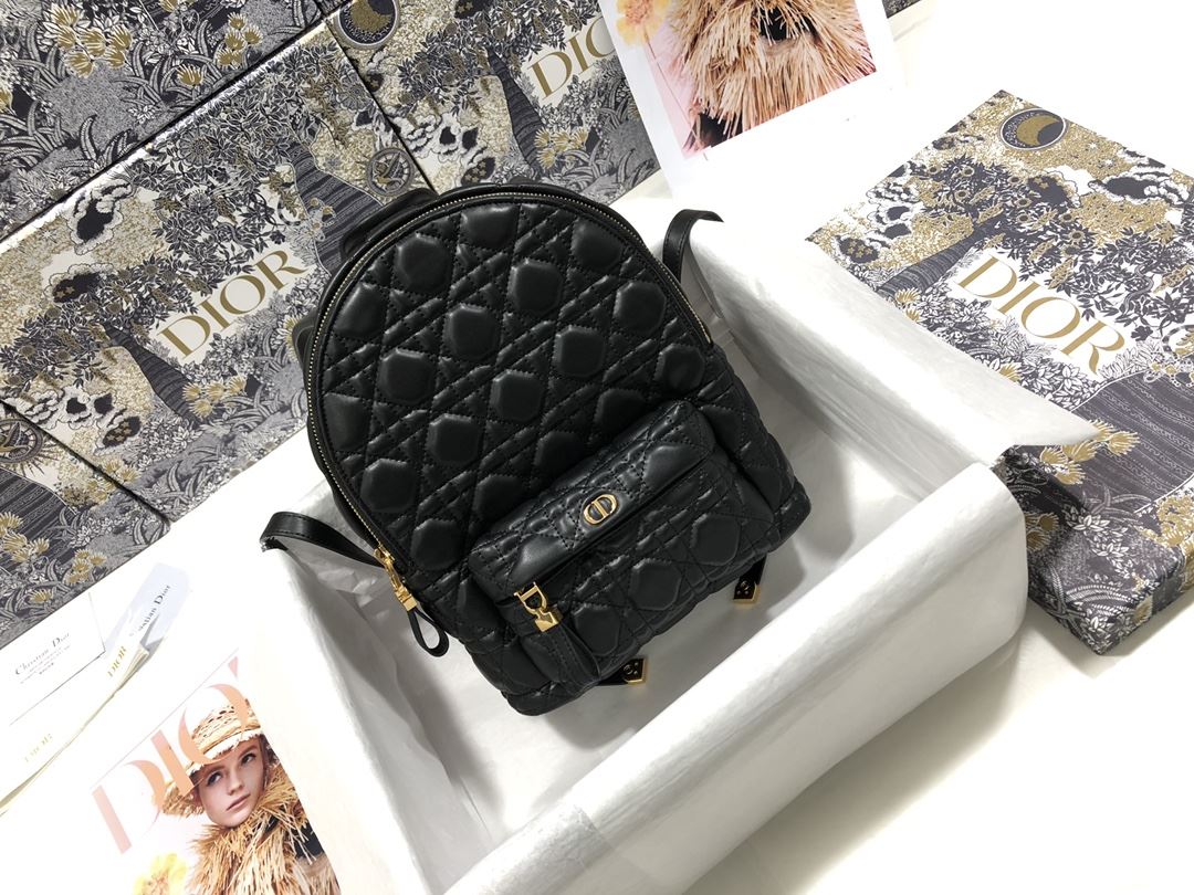 Mini Dior Backpack Cannage Black For Women‎ 12 in/ 31.5 cm CD1:1High-quality replica