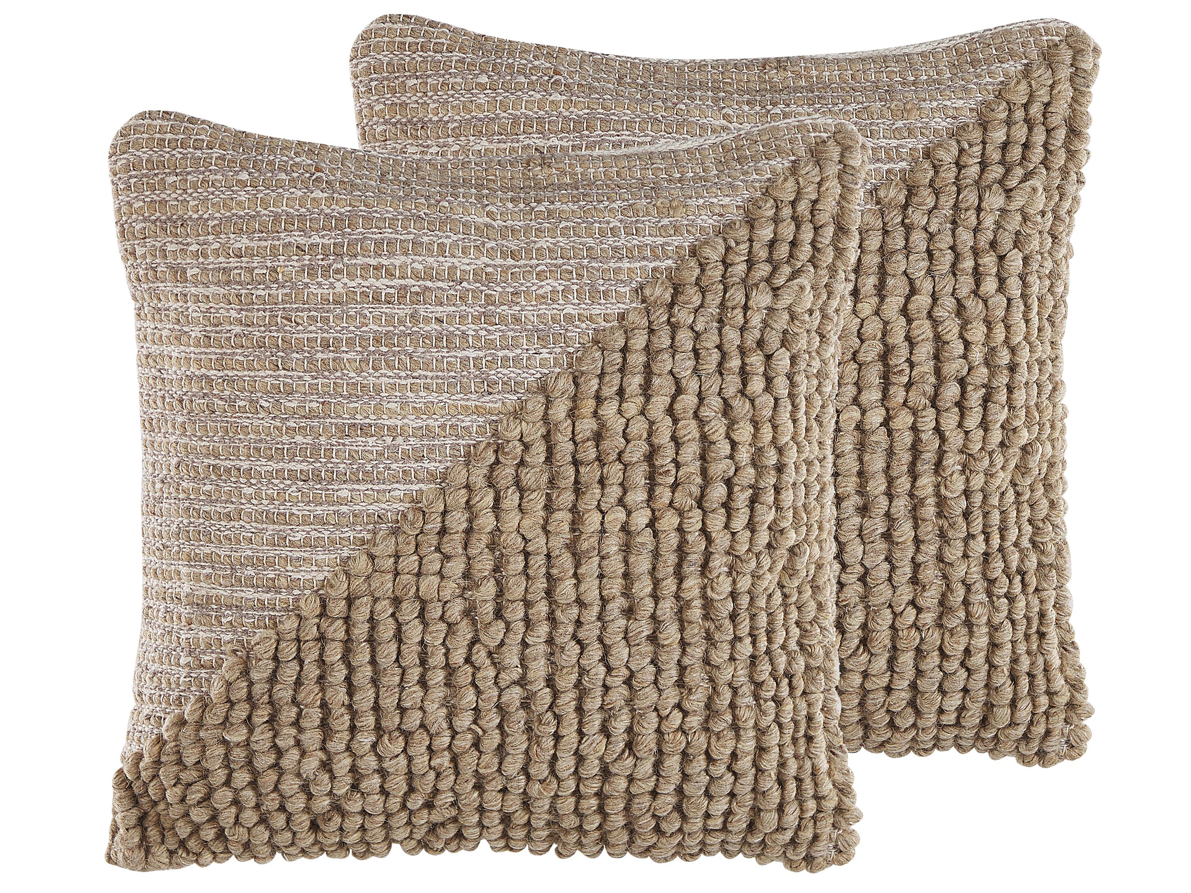 Set of 2 Decorative Cushions ASLANAPA Cotton 45 x 45 cm Beige Solid