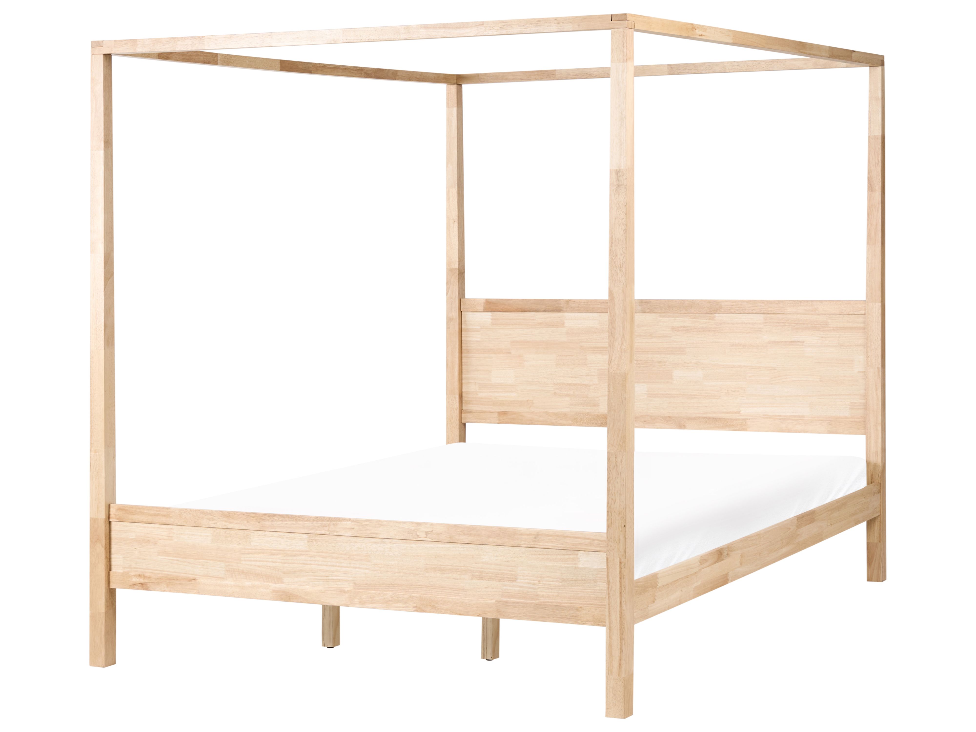 Four Poster Bed Wood HAUTERIVES 180 x 200 cm (EU Super King) Light Brown