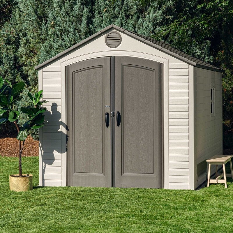 Plastic Storage Shed, 8 ft. W x 12.5 ft. D, Desert Tan And Dark Brown - Image 28 Plastic Storage Shed, 8 ft. W x 12.5 ft. D, Desert Tan And Dark Brown - Image 28