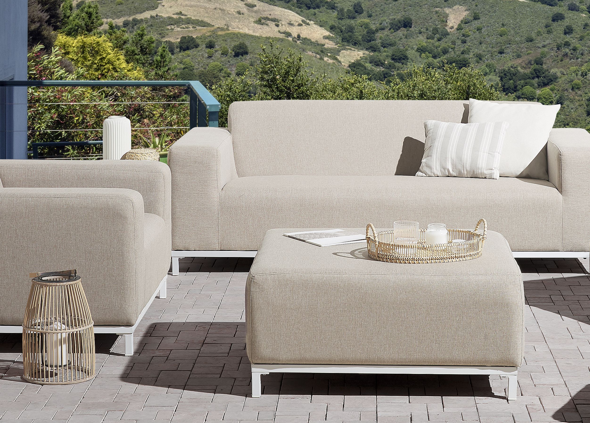 Ottoman ROVIGO Fabric Beige