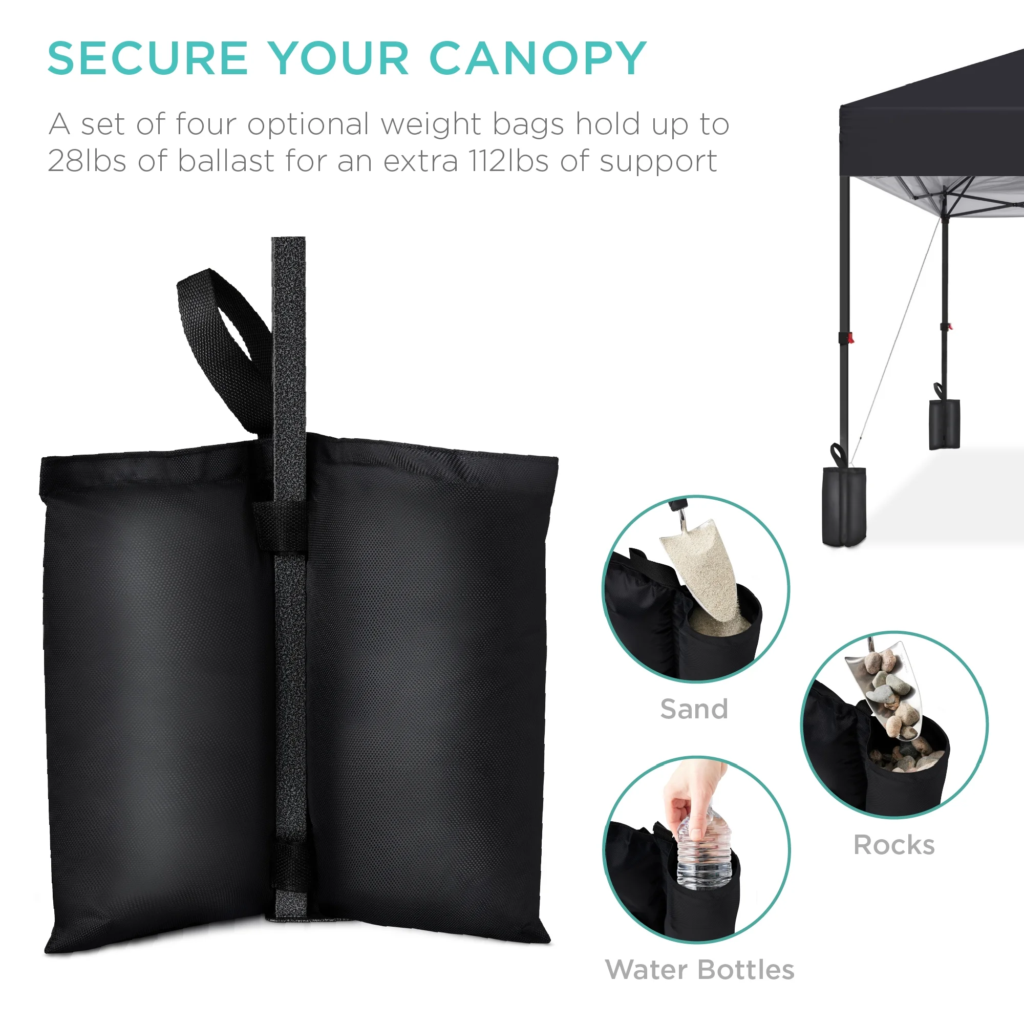 Best Choice Products 10x10ft Easy Setup Pop Up Canopy w/ 1-Button Setup, Wheeled Case, 4 Weight Bags - White - Image 277