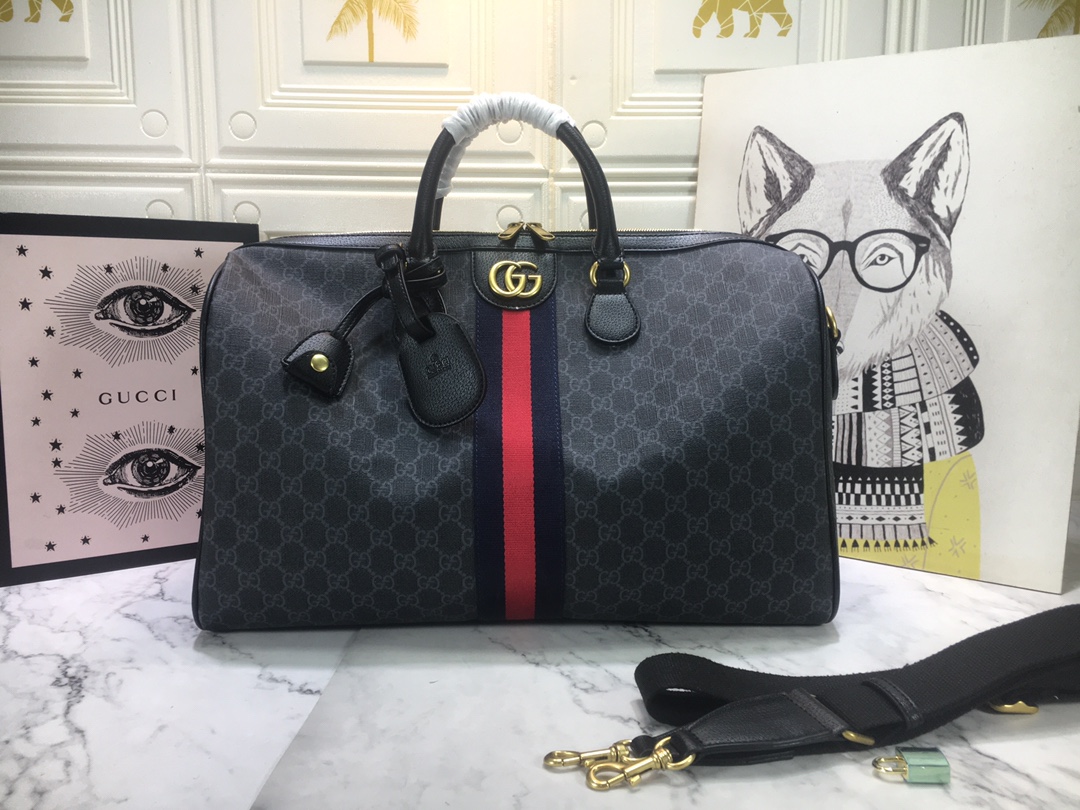 Replica Gucci Ophidia Medium Carry-On Duffle Beige/Black1:1High-quality replica