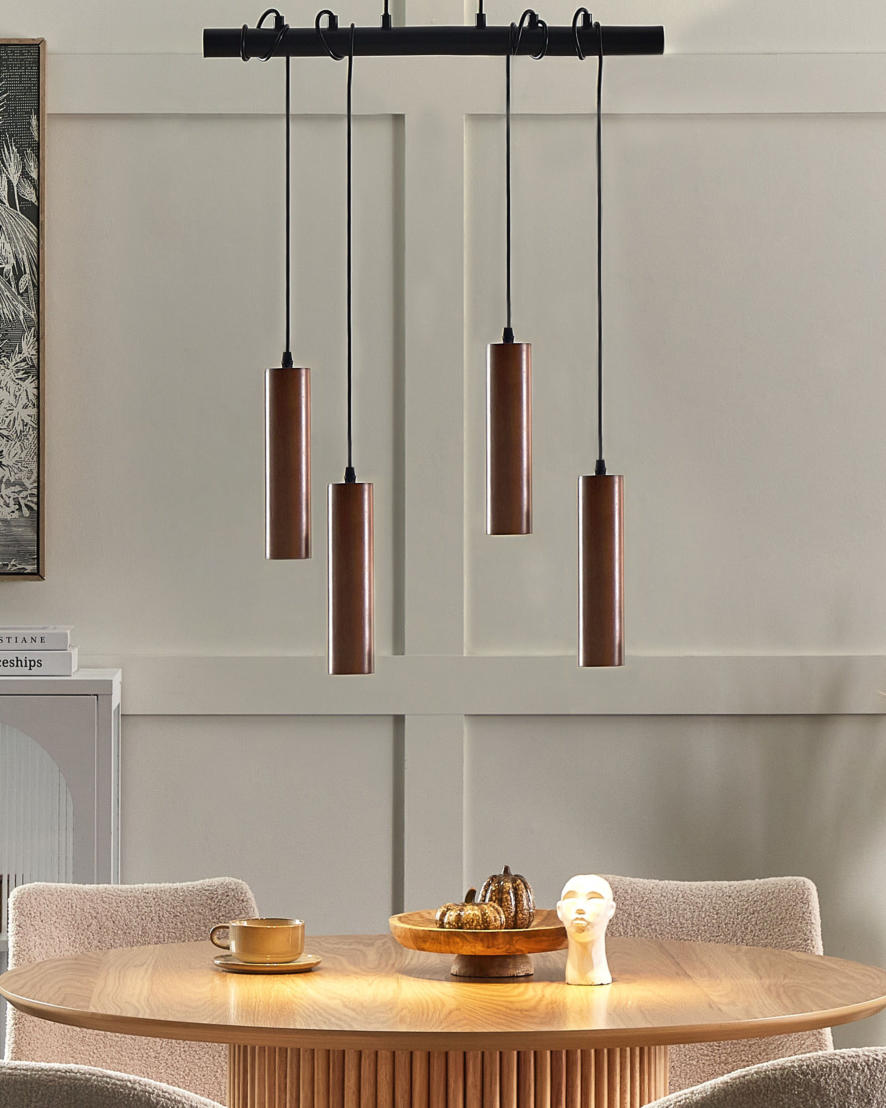 Pendant Lamp TUTAKI Oak Wood Black