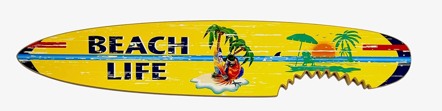 Beach Life Surfboard Wall Sign Indoor Use Only 46.5 inches long Indoor use only