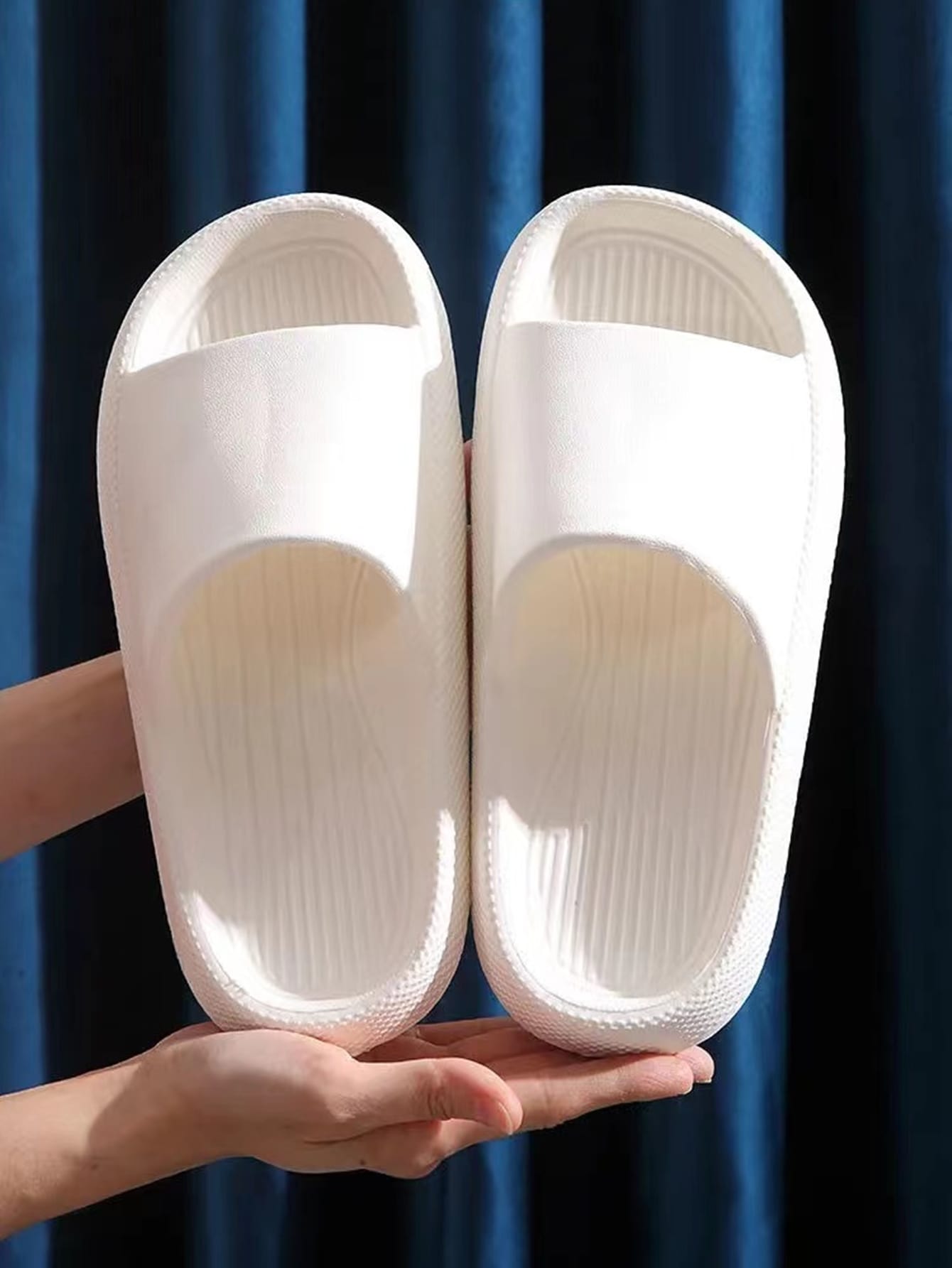 Minimalist Single Band Slides Shower Bathroom Slippers Comfy Cushioned Thick Sole