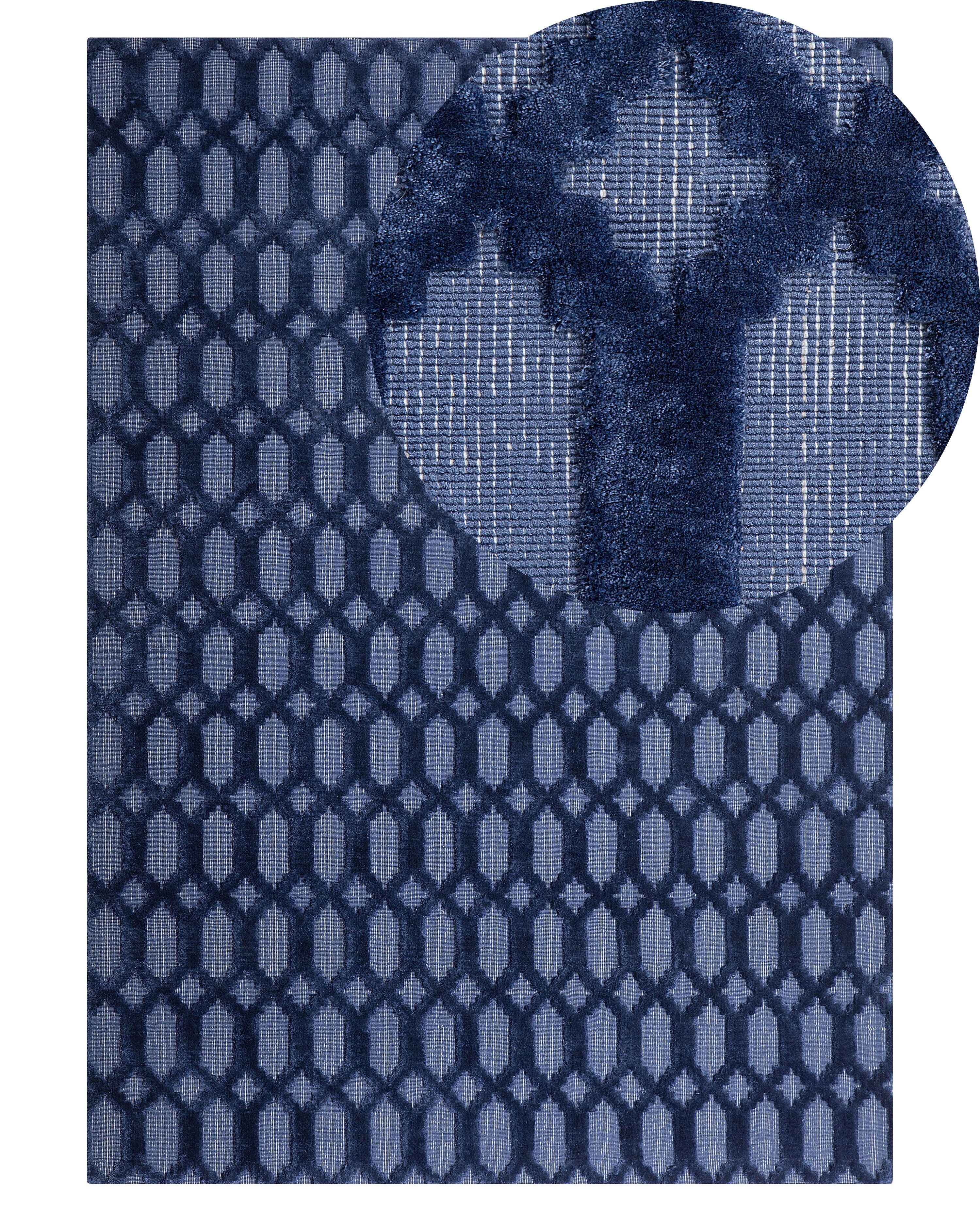Rug CIZRE Navy Blue 140 x 200 cm Viscose