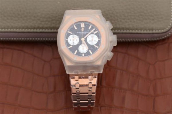 Replica Audemars Piguet Royal Oak Chronograph RG JHF Black/White Dial RG Bracelet A7750 - Top club