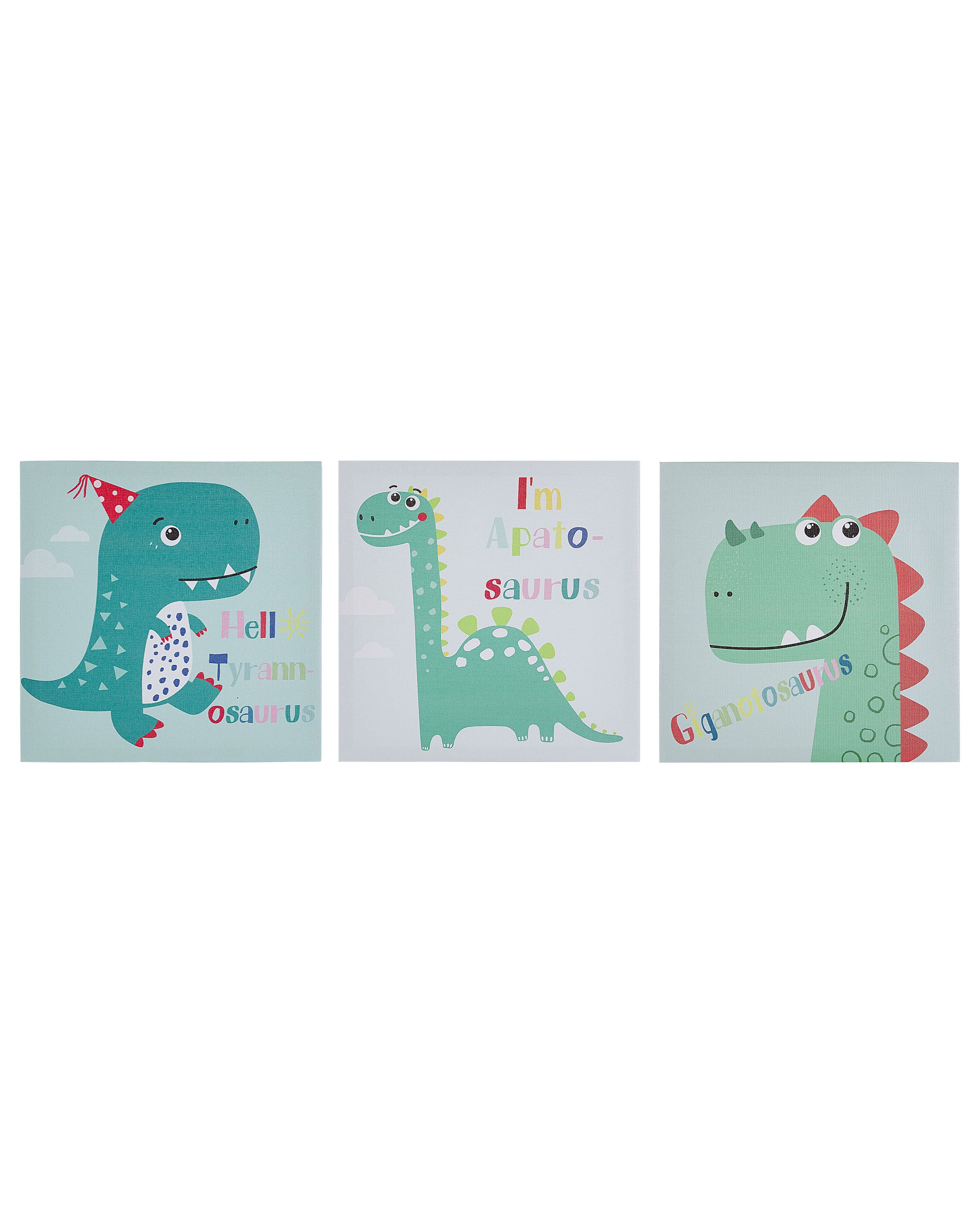 Set of 3 Canvases BINGUI Kids Motif 30 x 30 cm Multicolour
