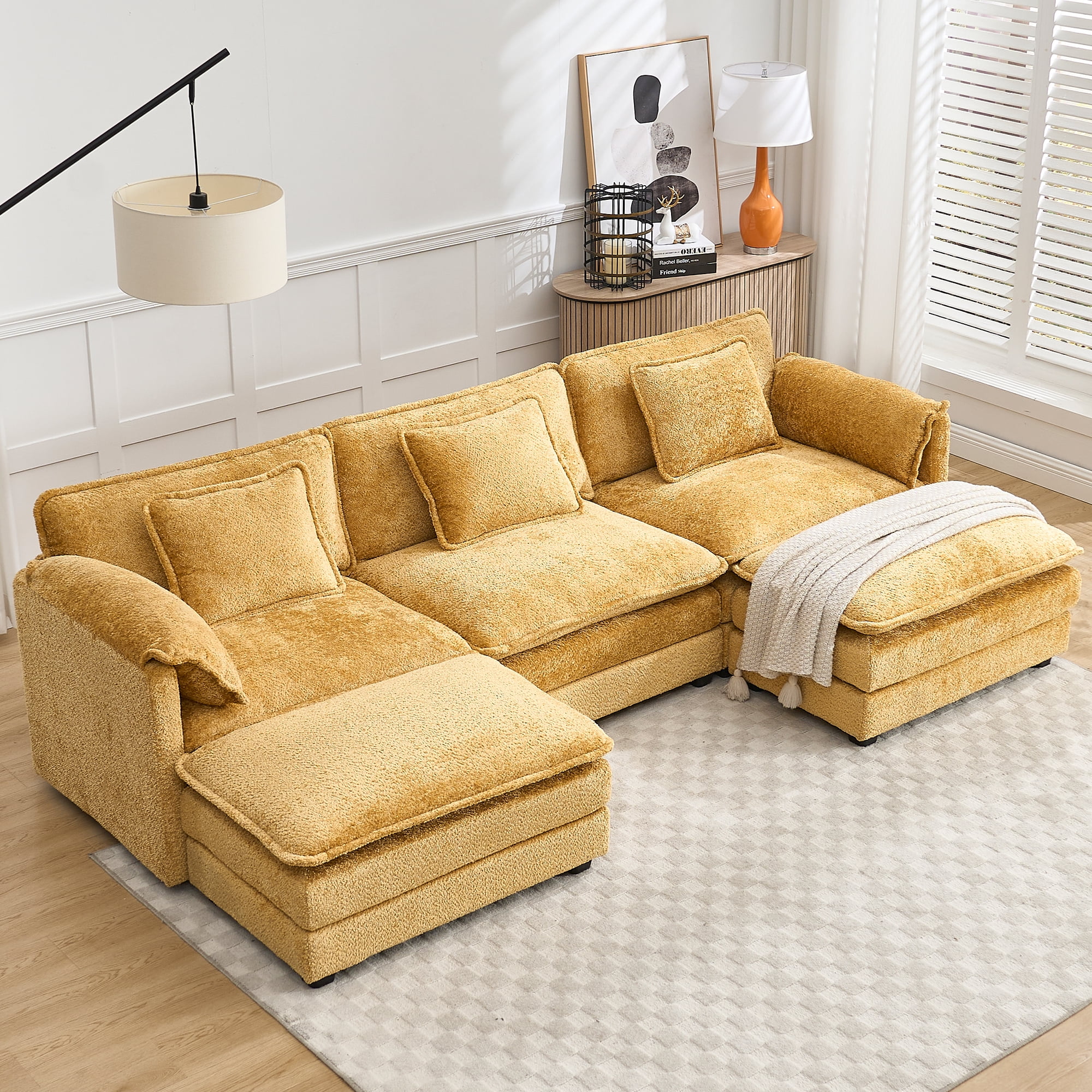 GNIXUU 112" Oversized Sectional Sofa Cloud Couch for Living Room, Modern Chenille L Shaped Couch, Comfy Boucle Modular Sofa Sleeper with Moveable Ottoman & Memory Foam (Green) - Image 41
