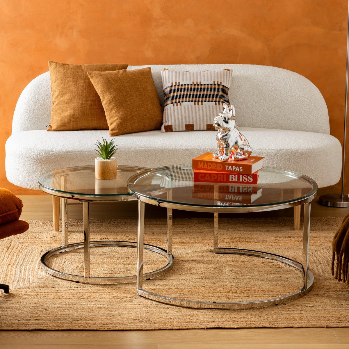 2 nesting tables "Kneo" Silver, 80x80x43.2 cm