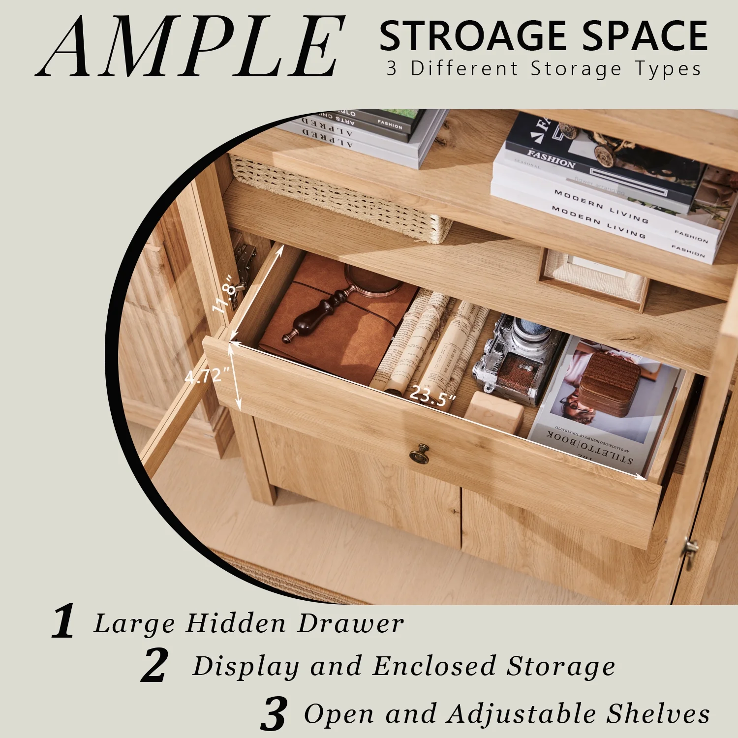 IFGET 71-Inch Arched 4-Tier Bookcase with Glass Doors and Drawers - Image 25