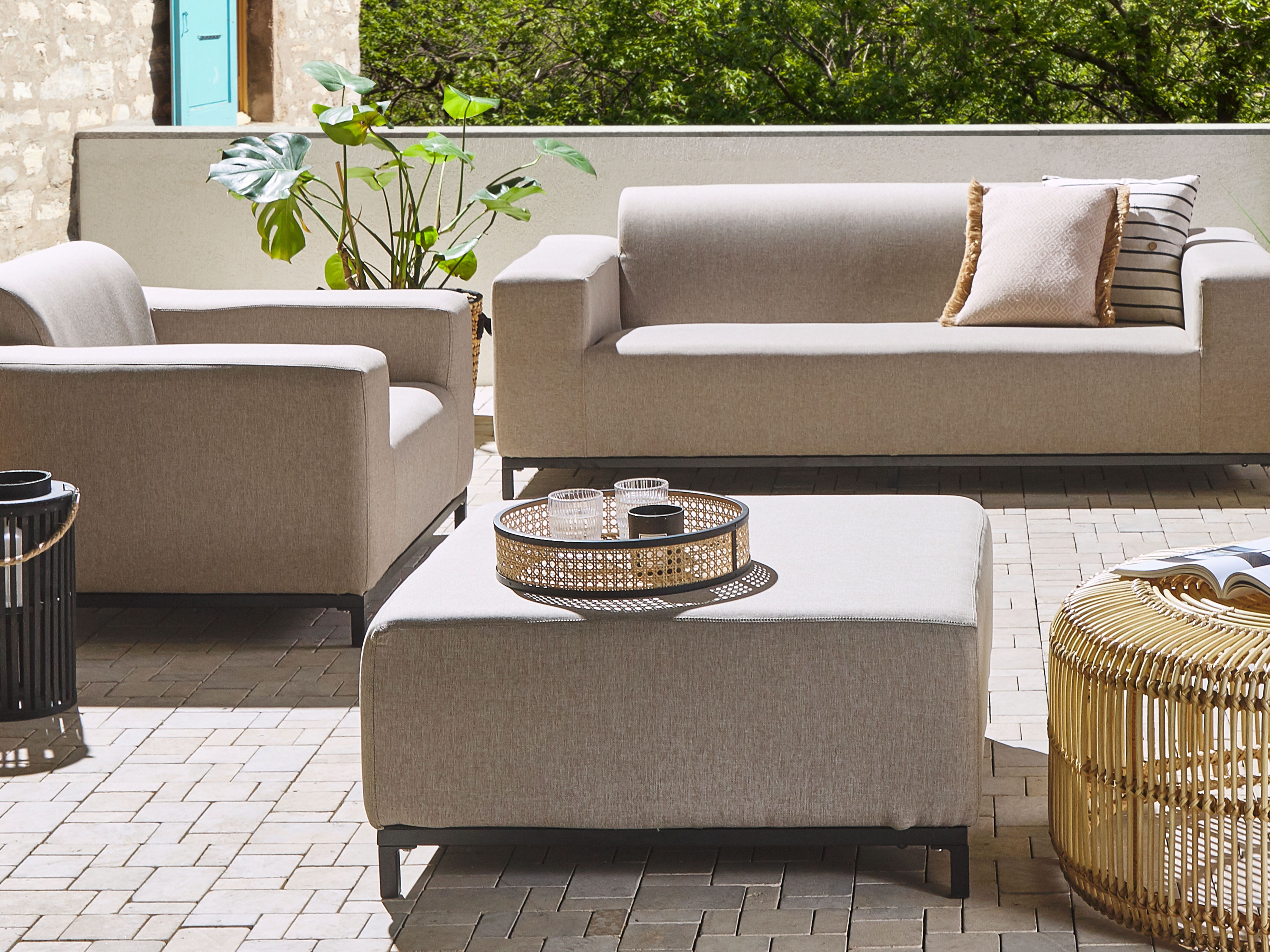 Ottoman ROVIGO Fabric Beige