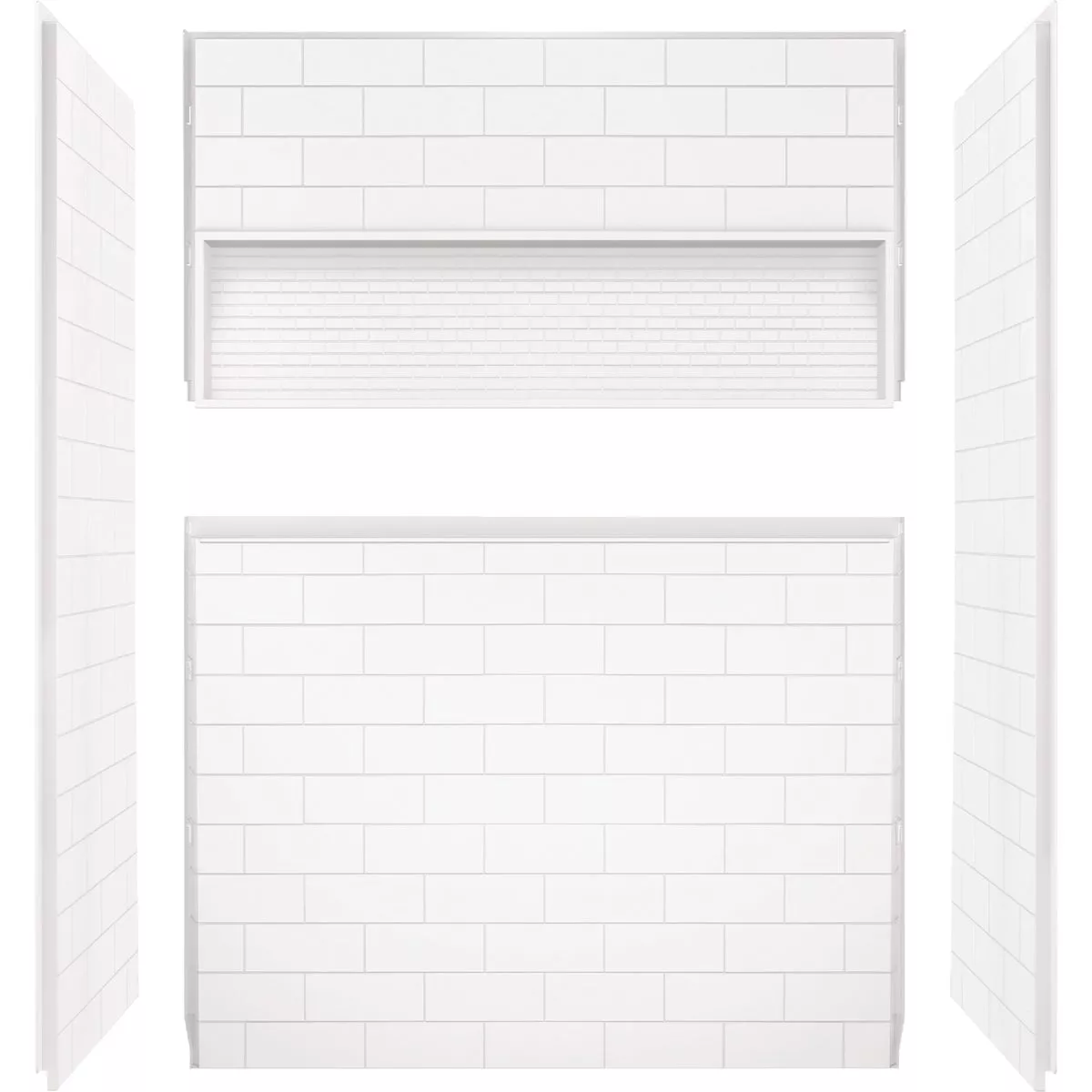 Bootz NexTile 6030 60 In. x 74 In. x 30 In. Direct-to-Stud Shower Wall Kit in White (4-Piece)