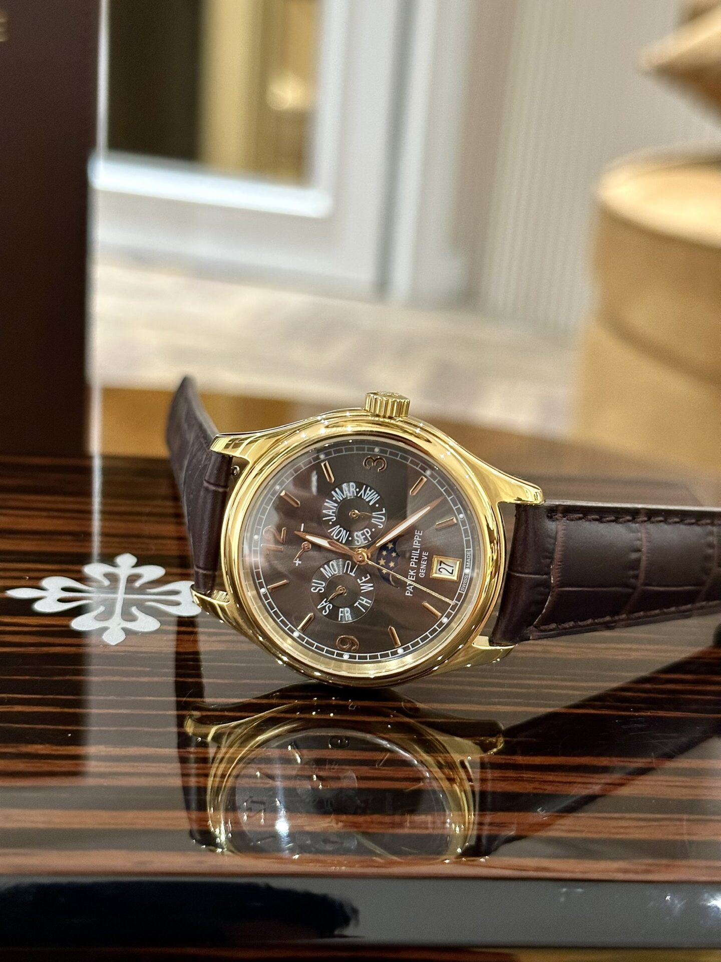 Patek Philippe Replica Watch Complications 5146 Gold Plated leather Strap 40mm - Elite Watch Atelier