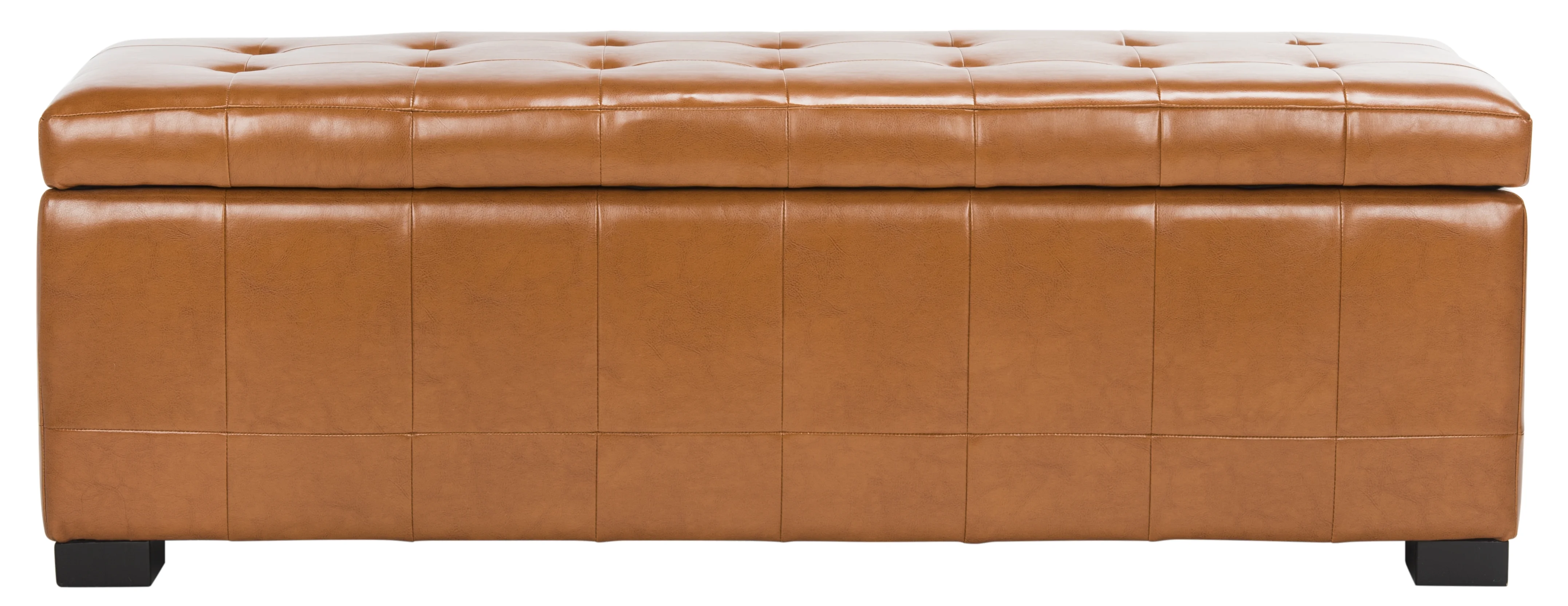 SAFAVIEH Large Manhattan Rustic Tufted Storage Bench, Brown - Image 20
