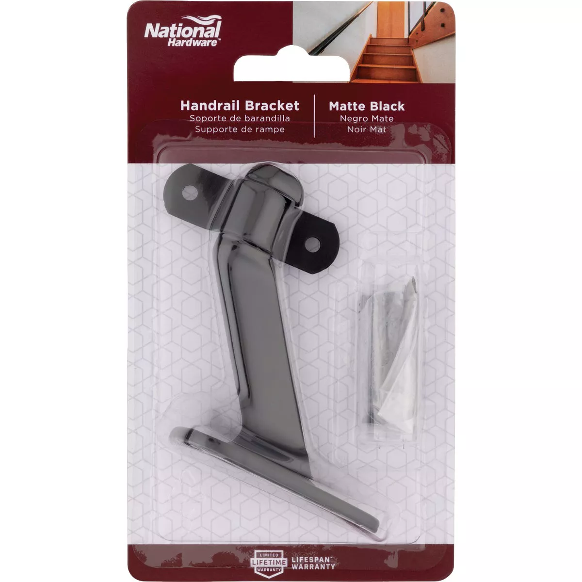 National Hardware Matte Black Handrail Bracket