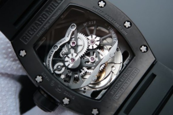 Replica Richard Mille RM053 PVD Fake Tourbillon Skeleton Dial Black Rubber Strap A2824 - Top club