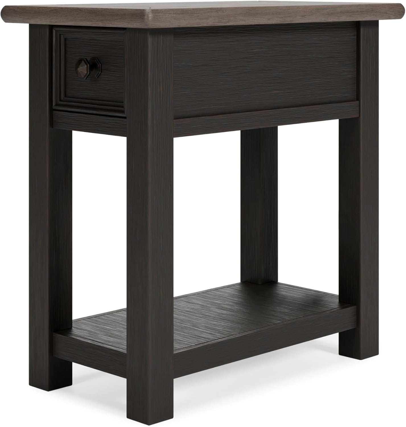 Signature Design by Ashley Tyler Creek Chair Side End Table, Plank-styled Top, Smooth-gliding Drawer, Wood, 14.13