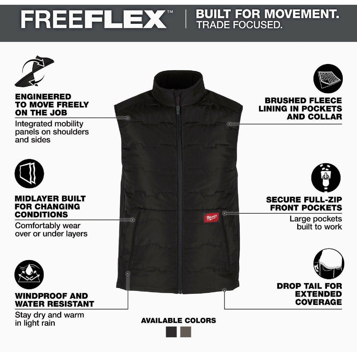 Milwaukee FREEFLEX Men's XL Black Lightweight Insulated Vest