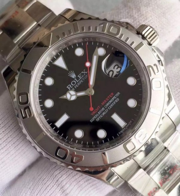 Replica Rolex Yacht-Master 116622 Noob Black Dial SS Bracelet A2824 - Elite Watch Atelier