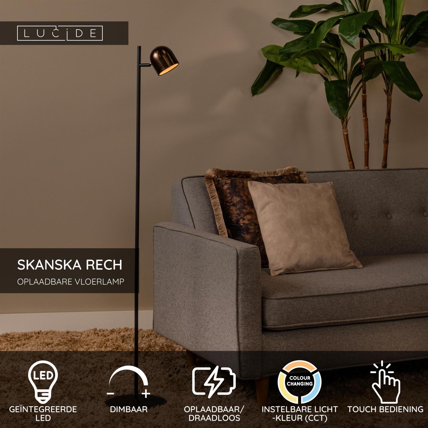 Lucide SKANSKA RECH Vloerlamp - Koffie