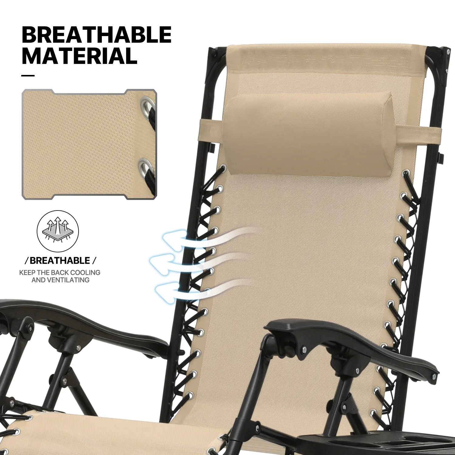 MoNiBloom Zero Gravity Reclining Chairs Set Of 2 With Canopy Shade And Headrest, Black - 330 lbs - Image 44 MoNiBloom Zero Gravity Reclining Chairs Set Of 2 With Canopy Shade And Headrest, Black - 330 lbs - Image 44