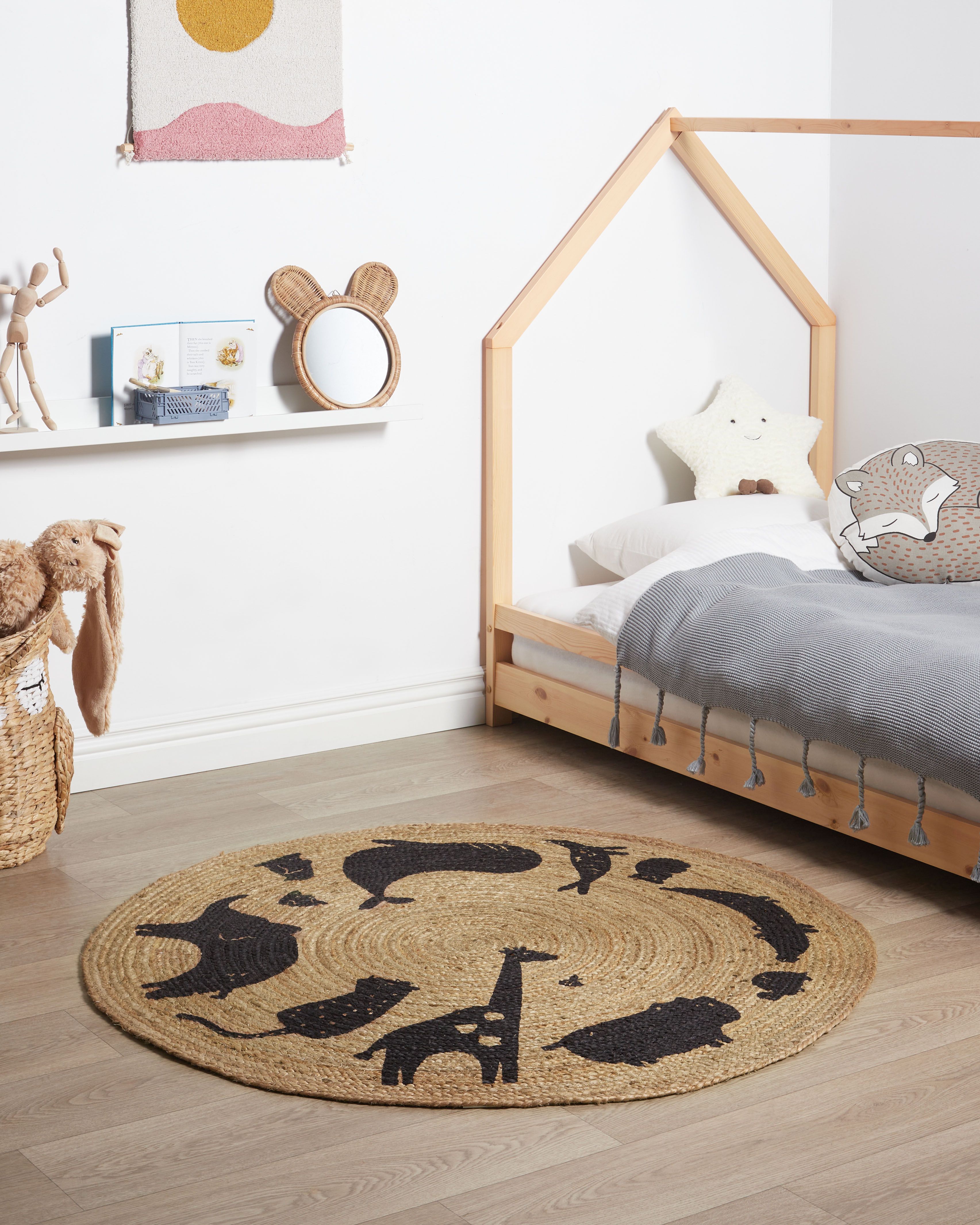 Kids Rug EARTH Beige ø 120 cm Jute