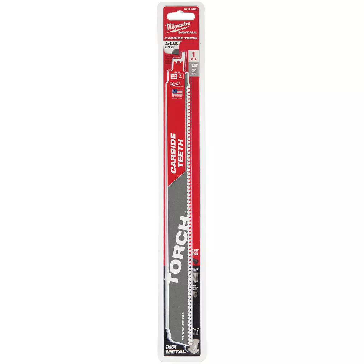 Milwaukee SAWZALL TORCH 12 In. 8 TPI Carbide Thick Metal Reciprocating Saw Blade
