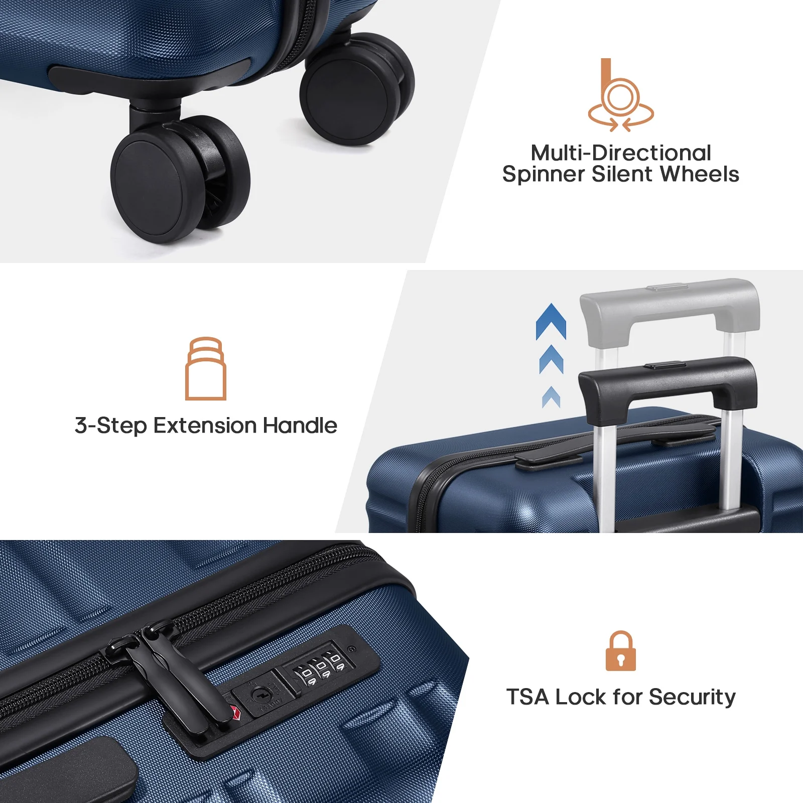 MIUSSE Luggage Sets 3 Piece, 20 Inch Carry On Luggage with Wheels, 100% PC Hardshell Suitcase with TSA Lock, Carry On Suitcases Airline Approved With Travel Backpack for Men Women - Image 23