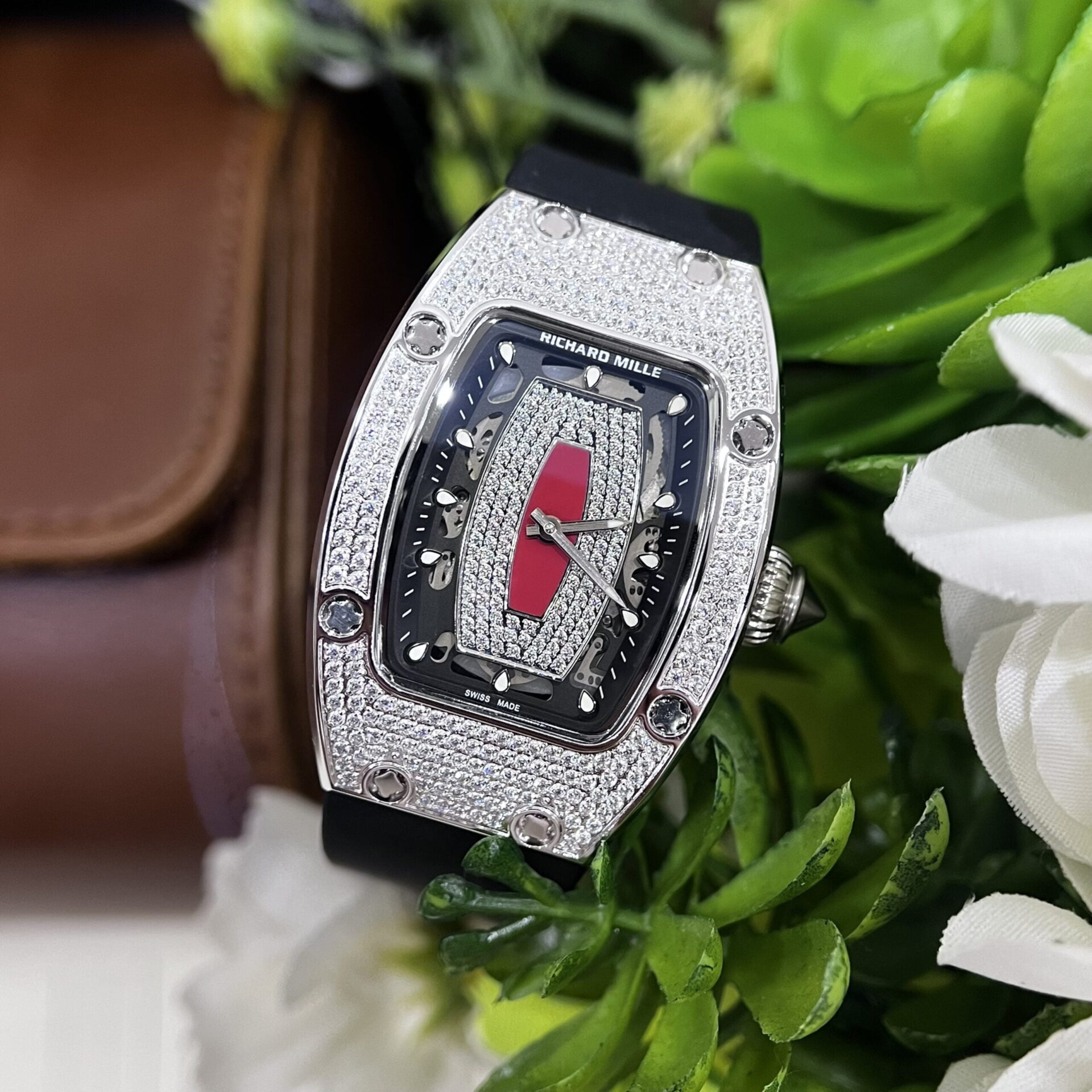 Richard Mille Fake Watch RM007 Red Dial Rubber Strap 36mm - Top club