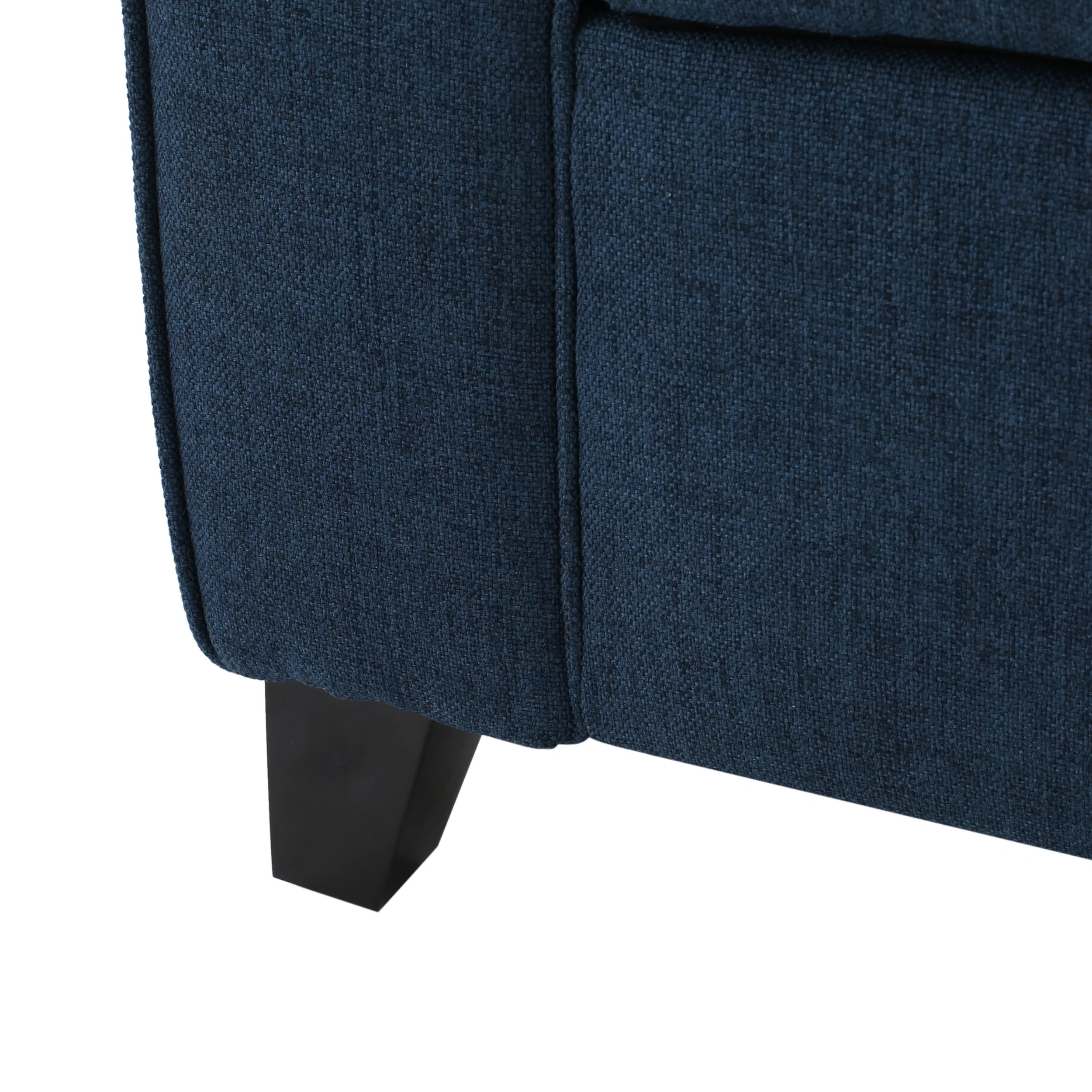 Noble House Amanda Dark Blue Fabric Armed Storage Bench - Image 8