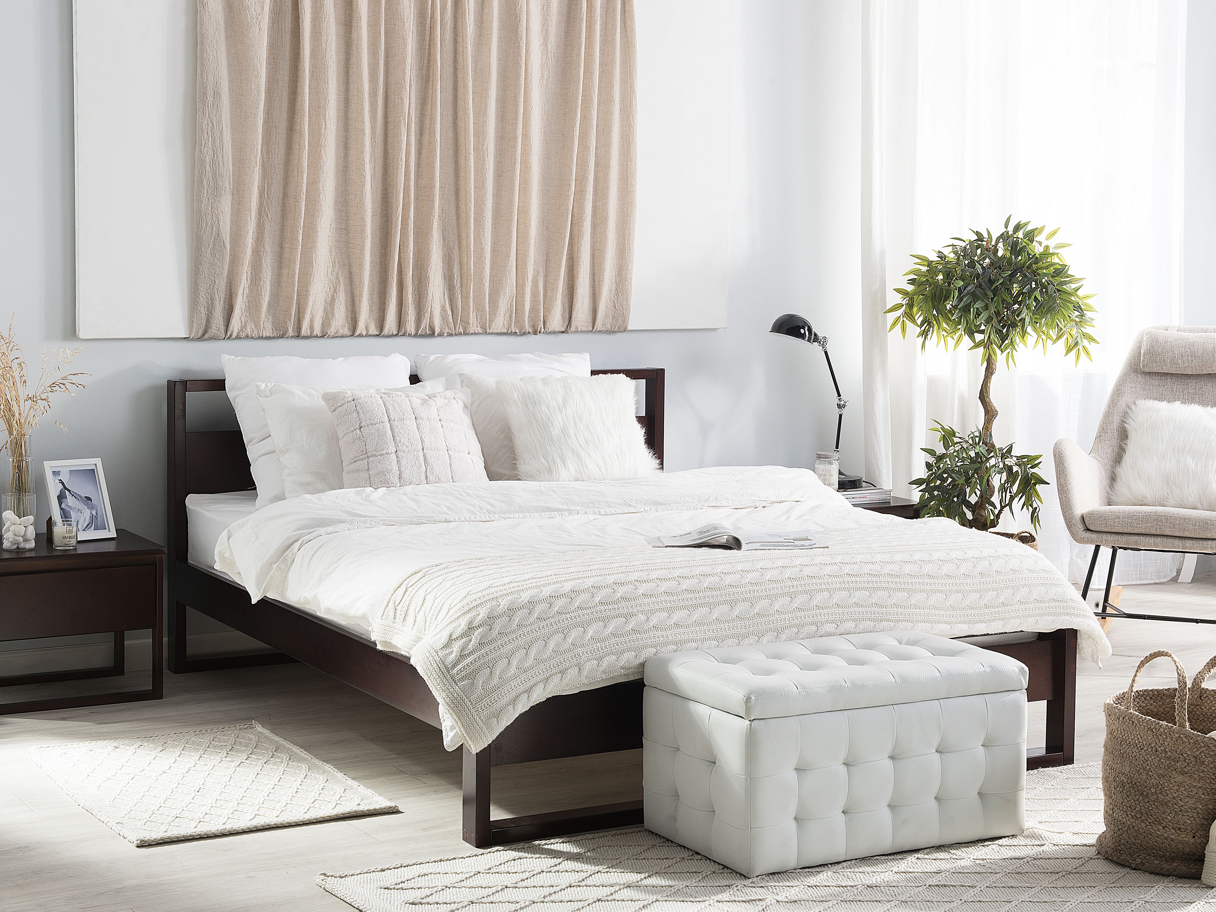 Bed Pine Wood GIULIA 160 x 200 cm (EU King Size) Dark Brown