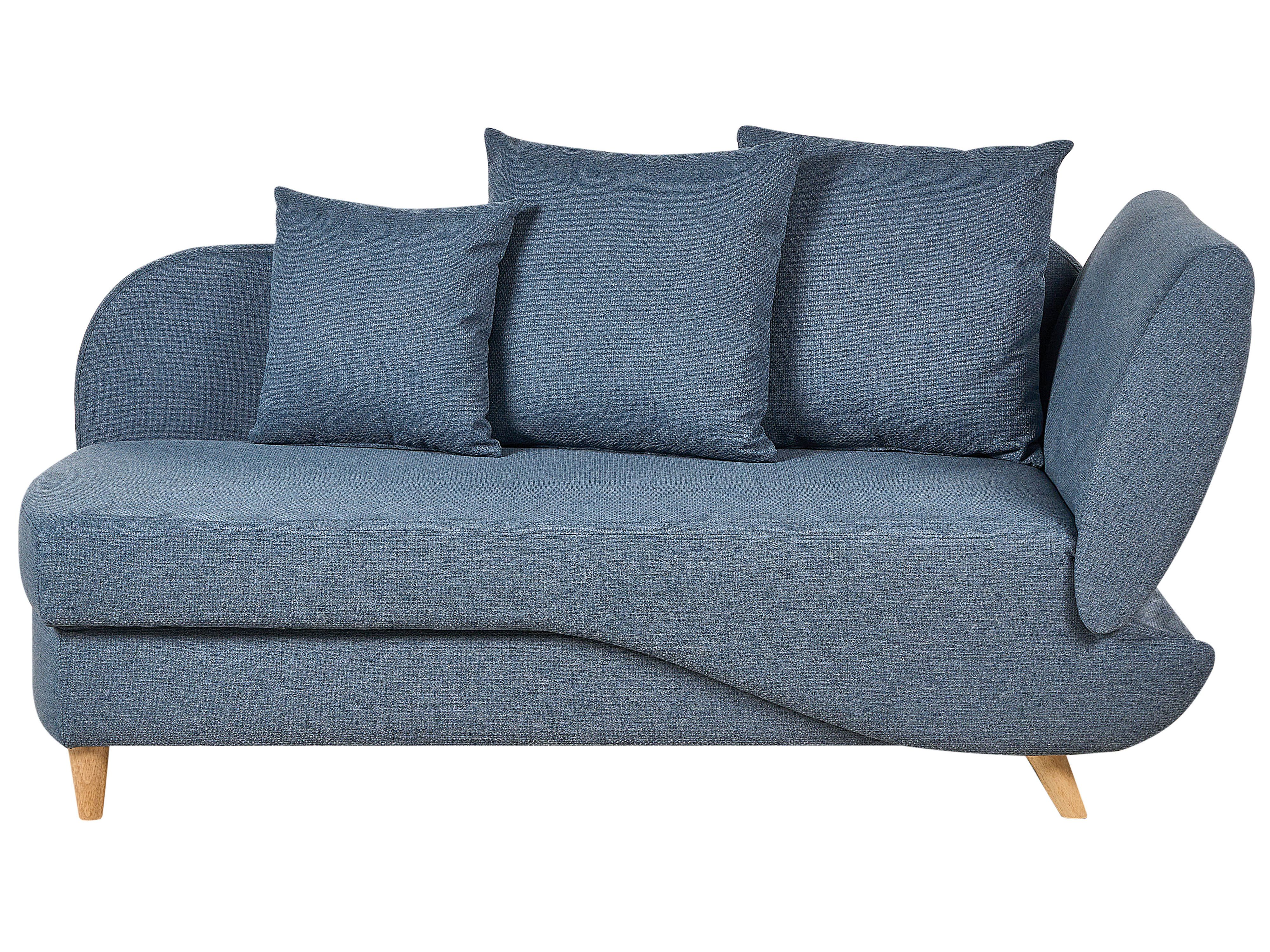 Right-Hand Chaise Lounge MERI Faux Linen Dark Blue with Storage