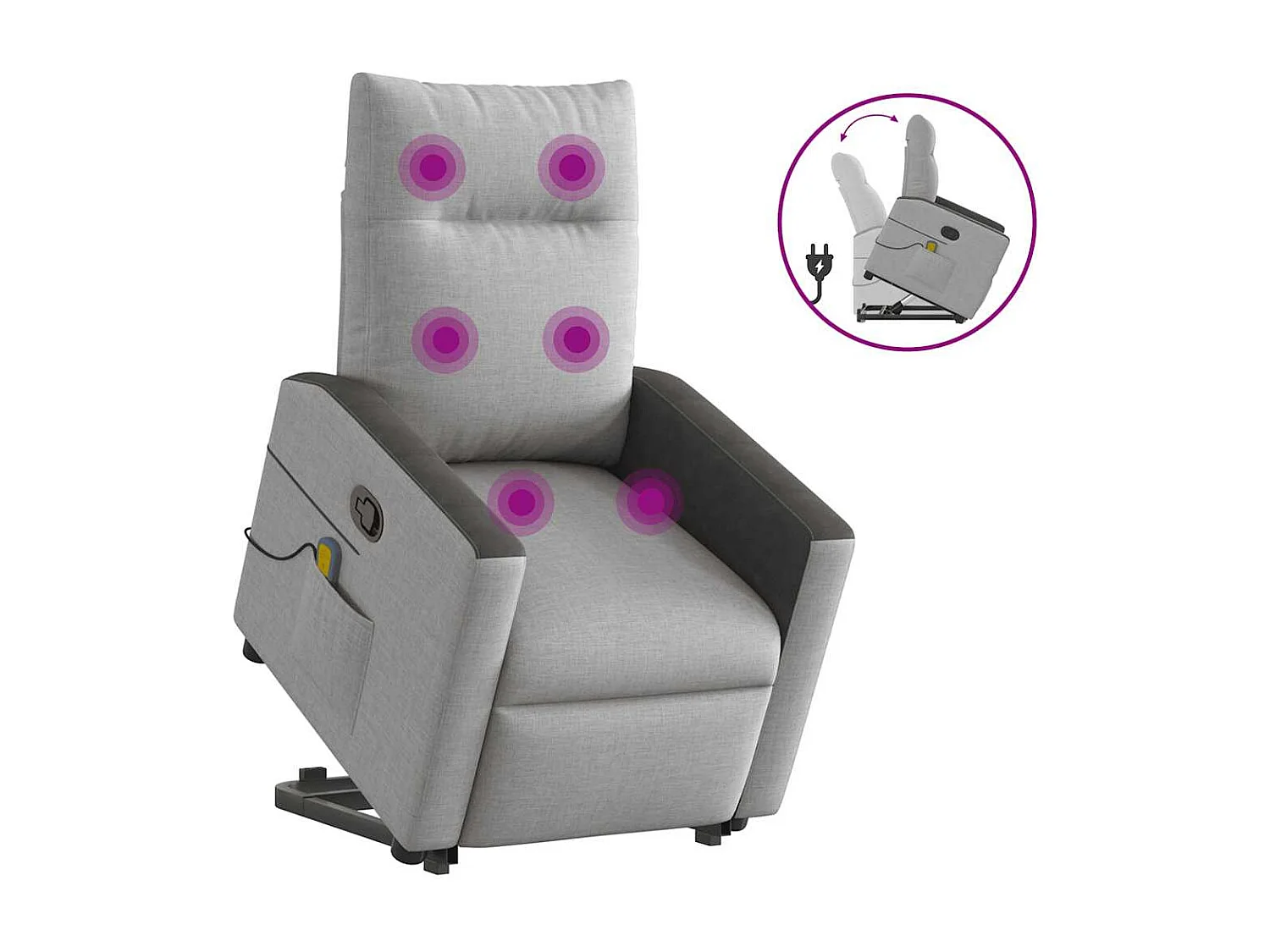 Fauteuil inclinable-Chaise de relax-Fauteuil de Massage gris nuage tissu SHL4893