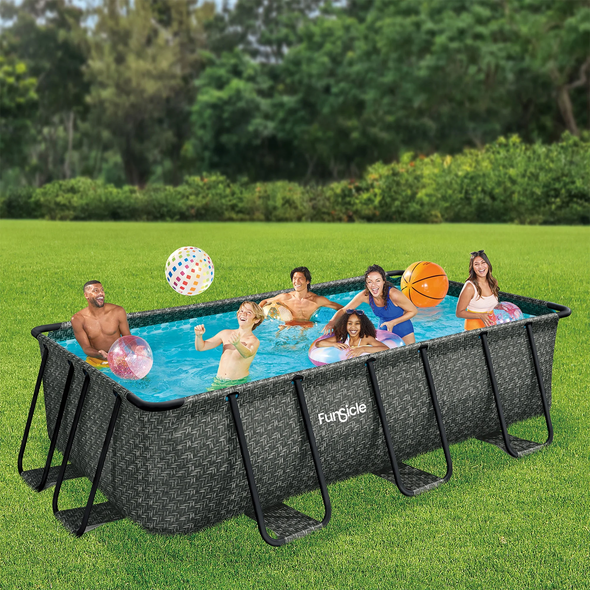 Open Box Funsicle 13' x 7' x 39" Rectangle Above Ground Swimming Pool, Gray - Image 7