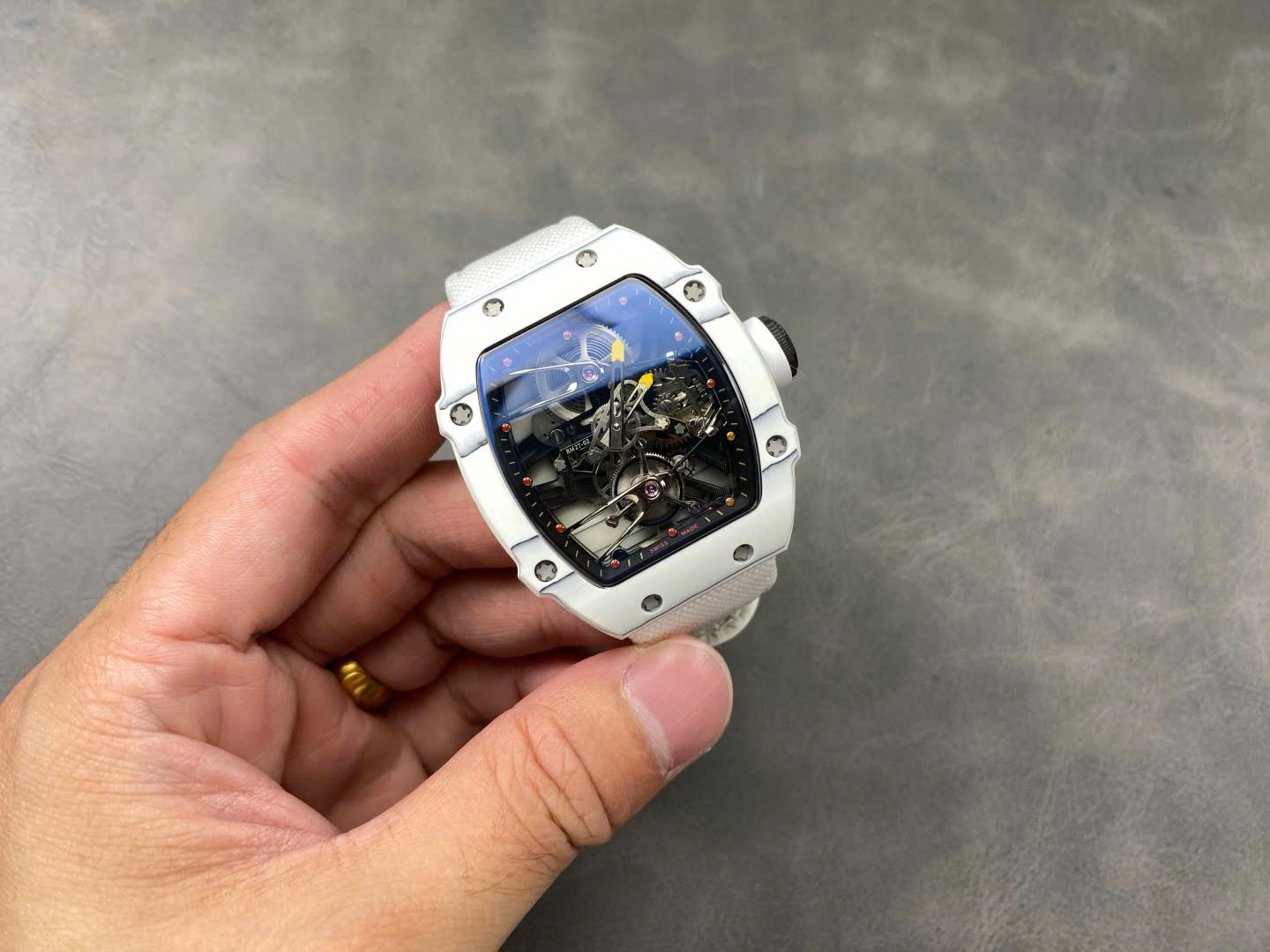 Richard Mille RM27-02 Rafael Nadal Tourbillon White Carbom Best Replica Watches 40x48mm - Top club