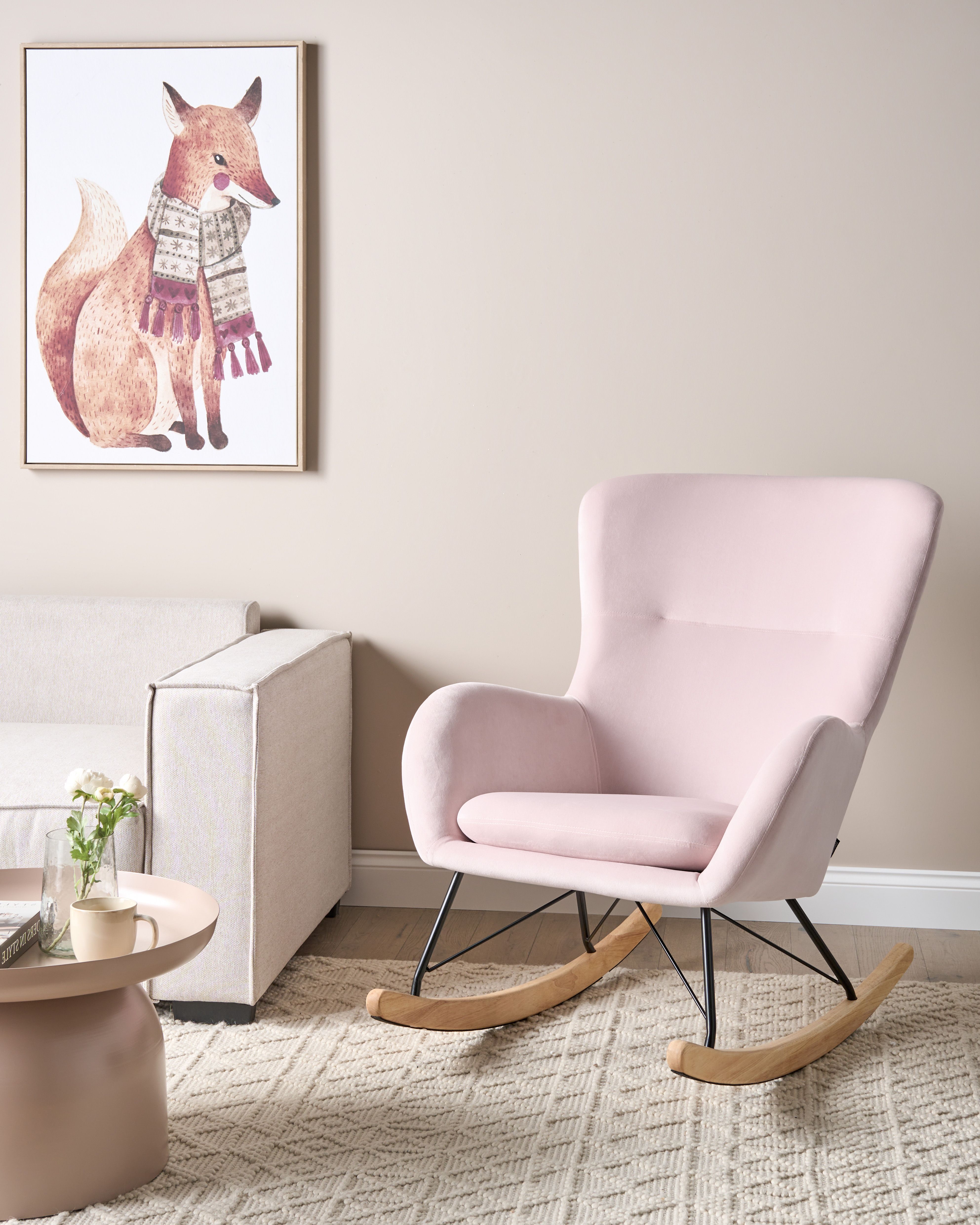 Rocking Chair ELLAN Velvet Pink