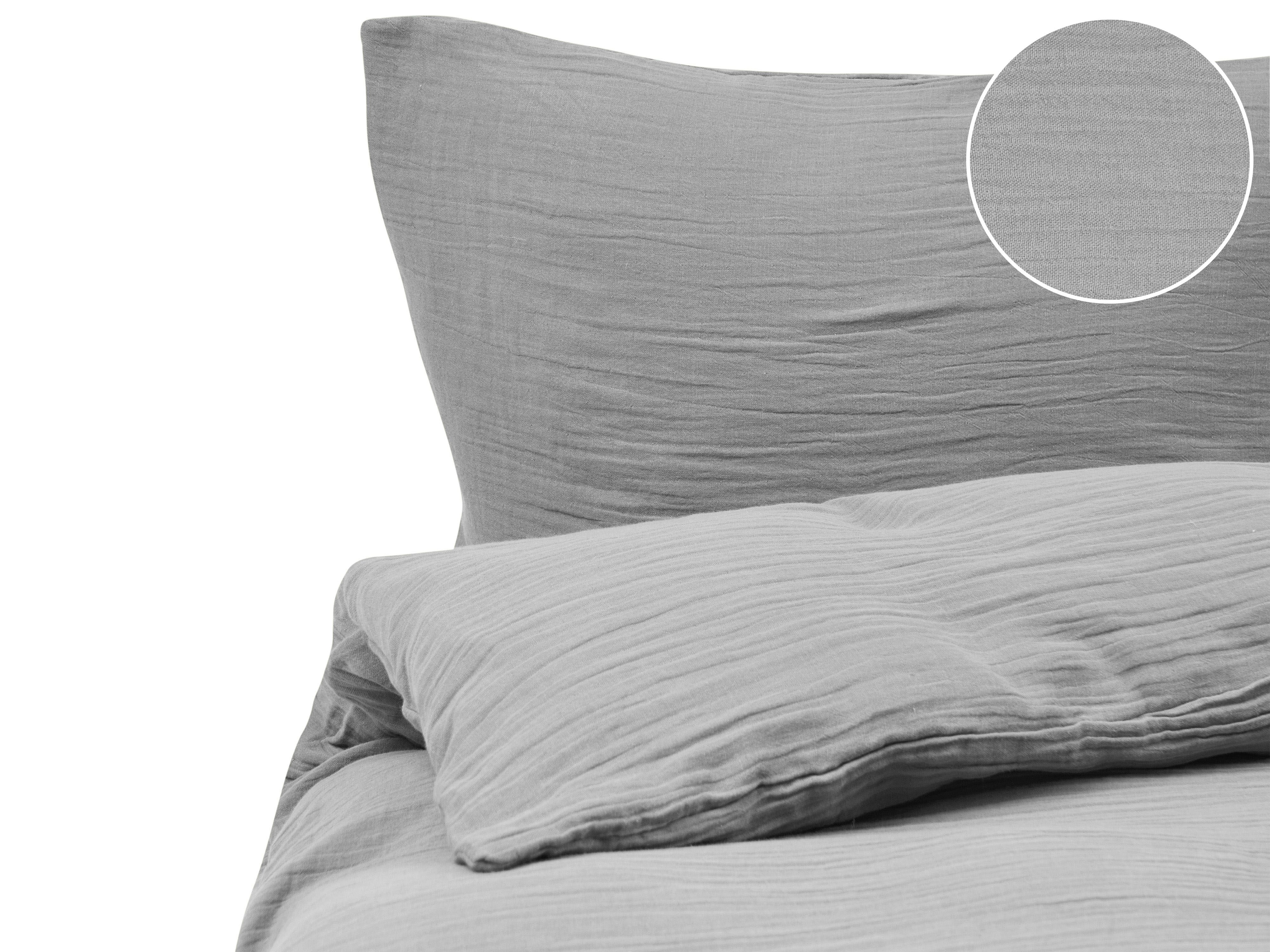 Duvet Cover Set SUMNER Muslin 220 x 240 cm Light Grey